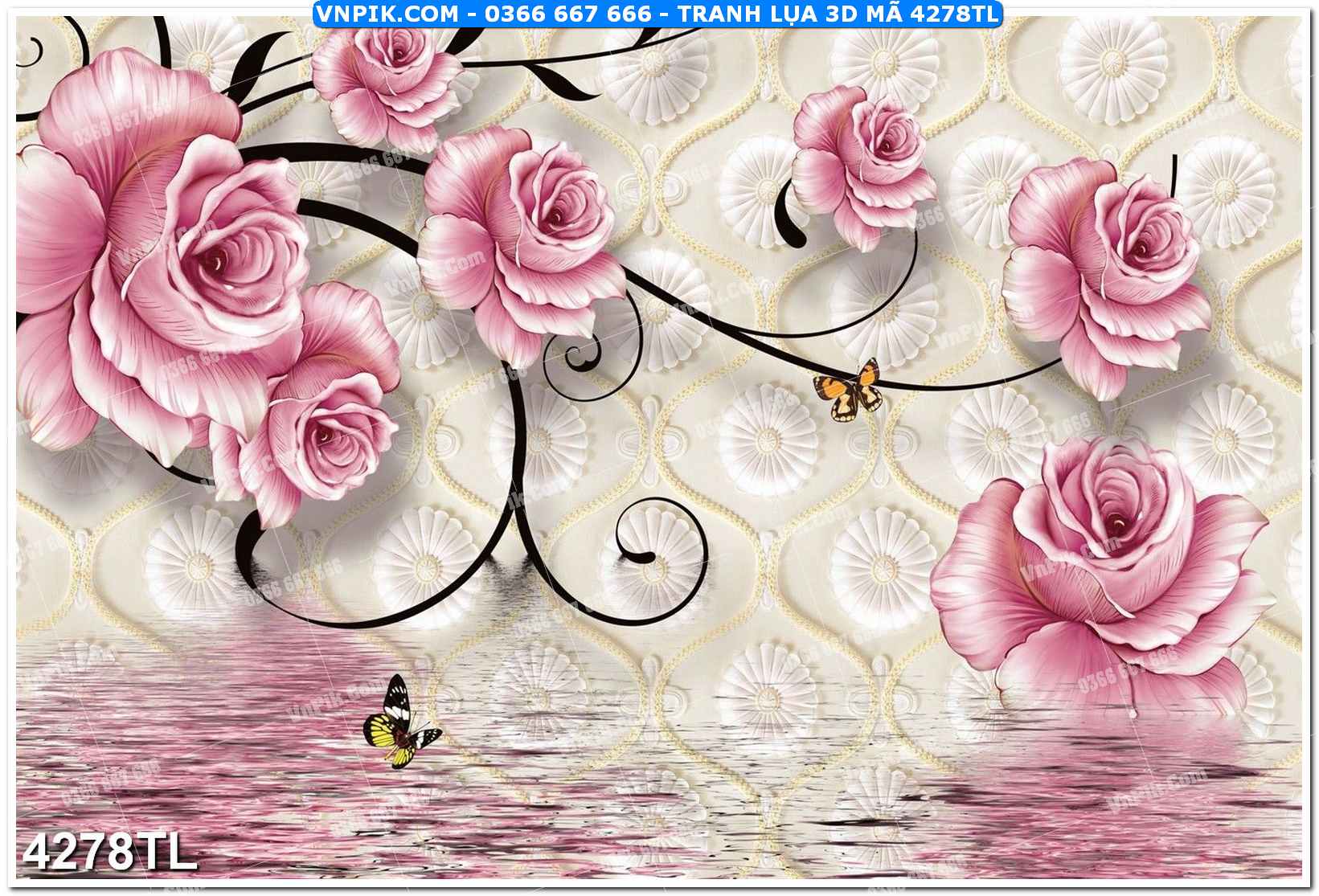 Tranh lụa 3D – Tranh trang trí dán tường 4278TL