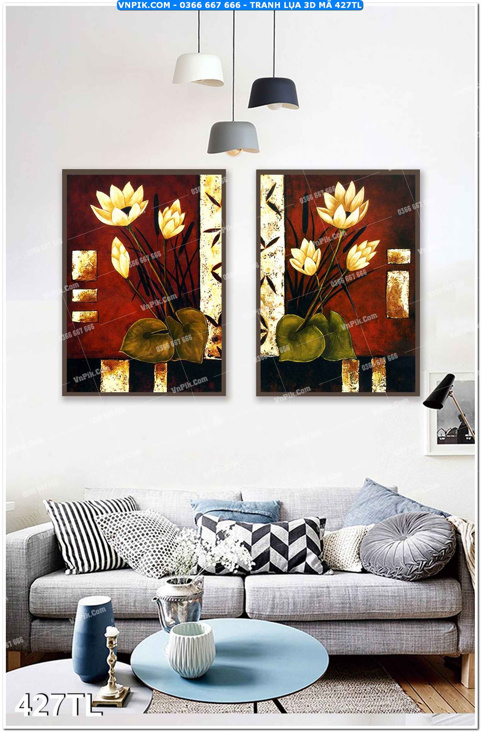 Tranh lụa 3D – Tranh trang trí dán tường 427TL