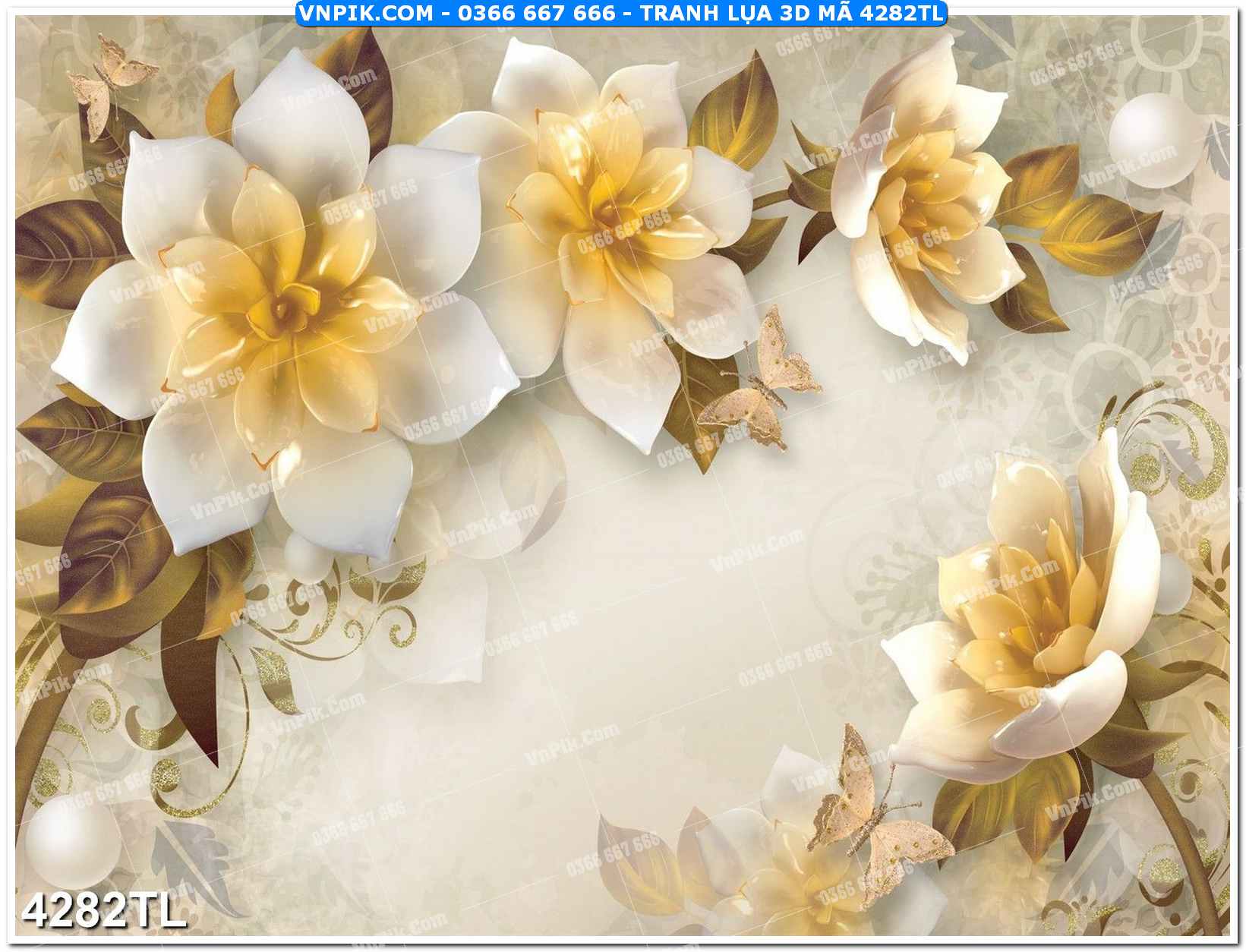 Tranh lụa 3D – Tranh trang trí dán tường 4282TL