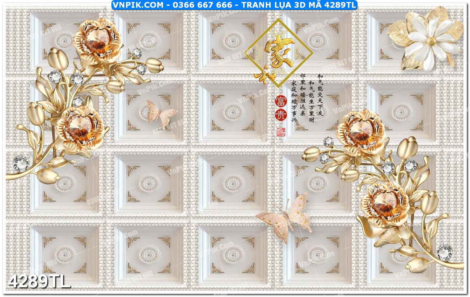 Tranh lụa 3D – Tranh trang trí dán tường 4289TL