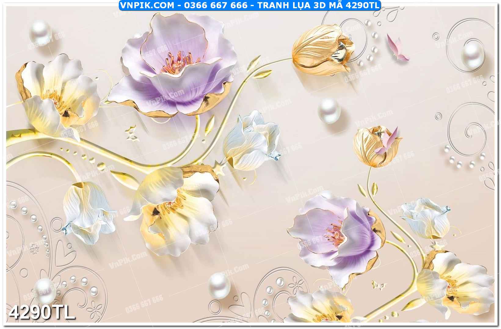 Tranh lụa 3D – Tranh trang trí dán tường 4290TL