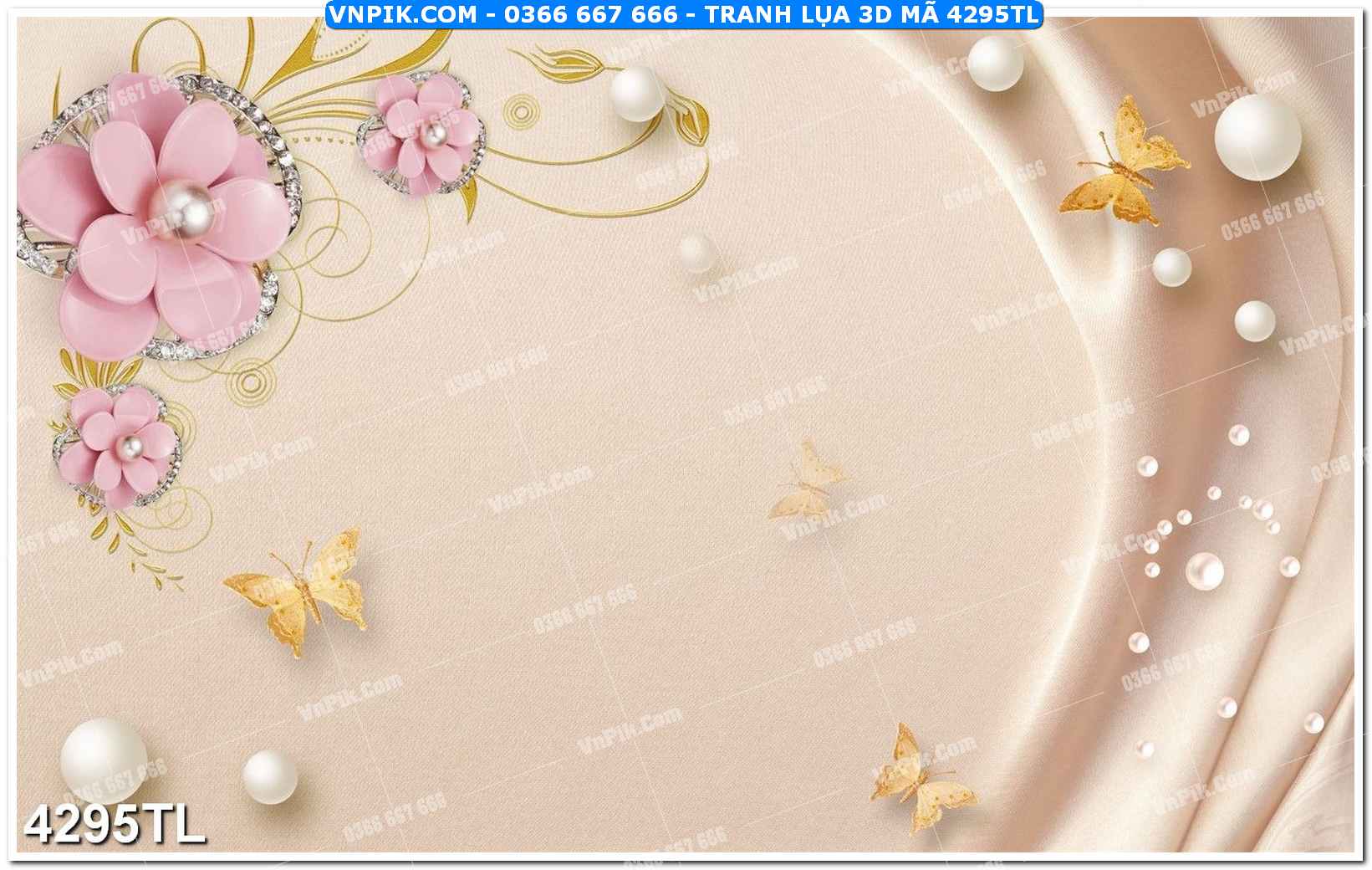 Tranh lụa 3D – Tranh trang trí dán tường 4295TL