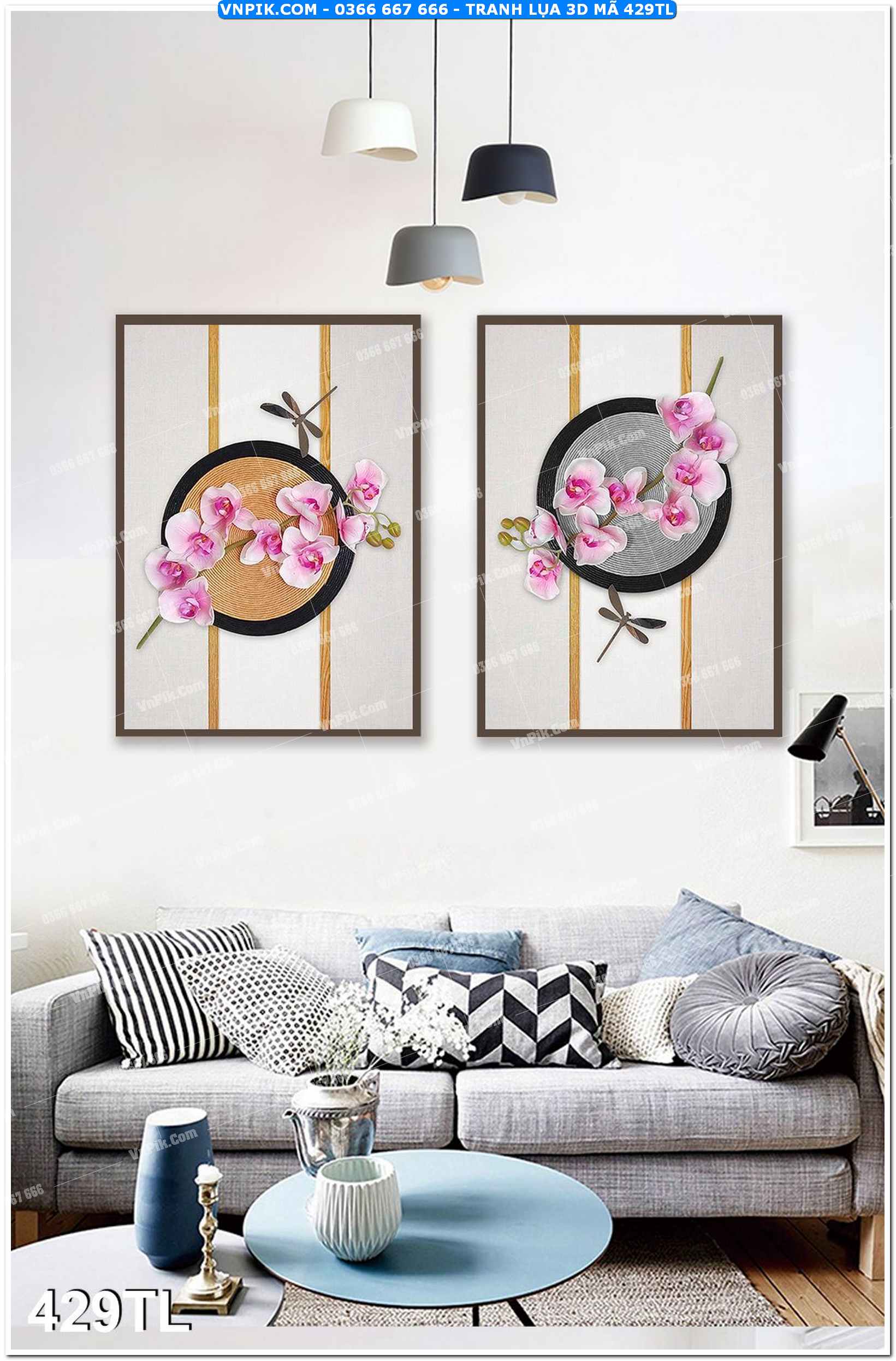 Tranh lụa 3D – Tranh trang trí dán tường 429TL