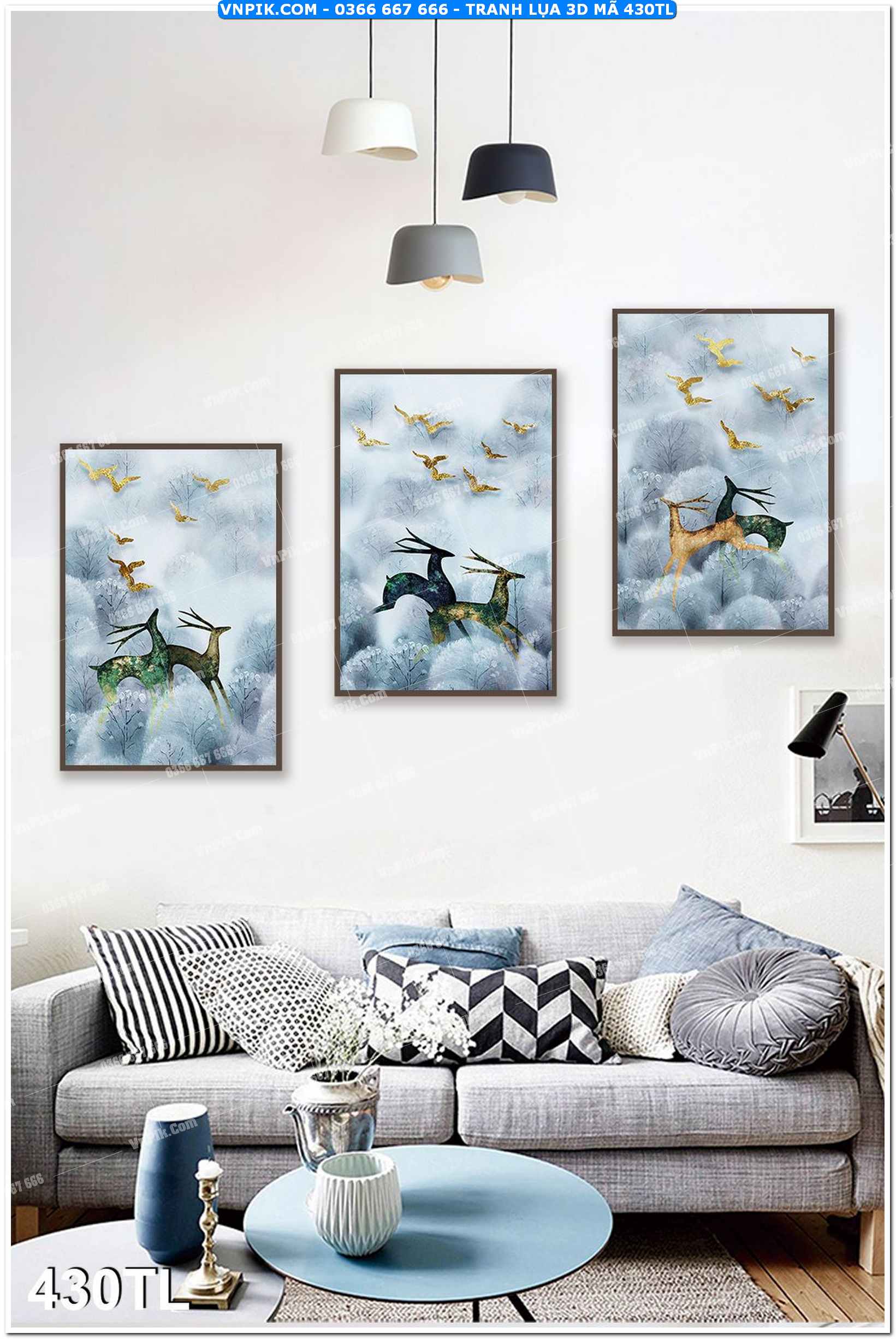 Tranh lụa 3D – Tranh trang trí dán tường 430TL