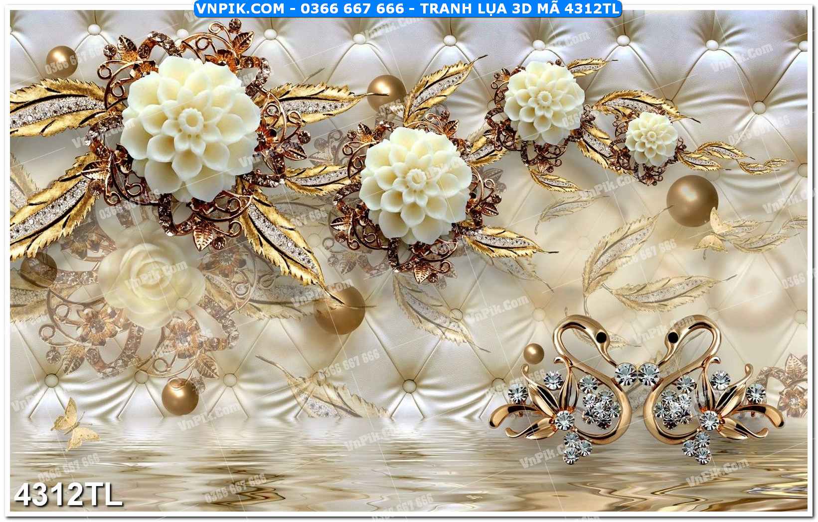 Tranh lụa 3D – Tranh trang trí dán tường 4312TL