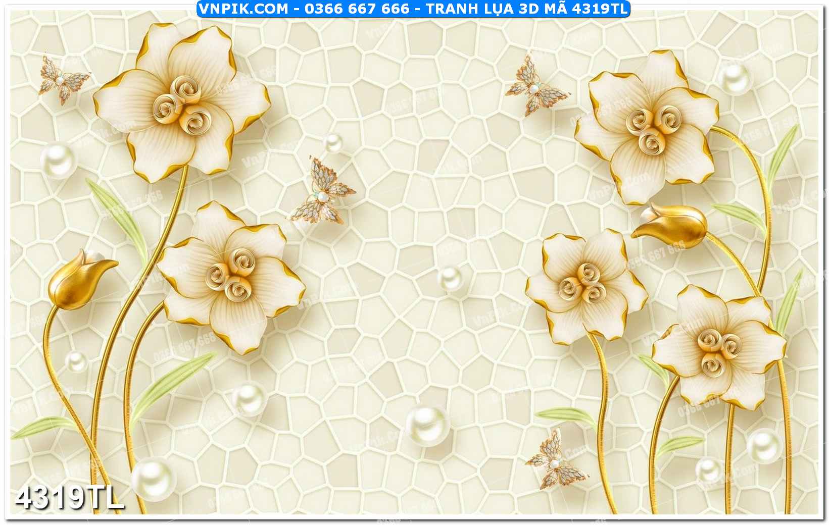 Tranh lụa 3D – Tranh trang trí dán tường 4319TL