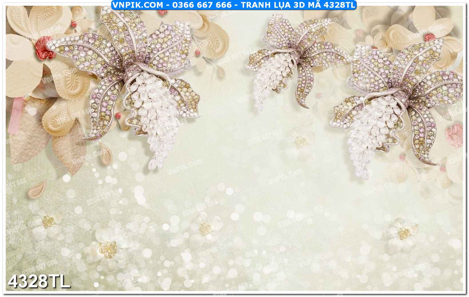 Tranh lụa 3D – Tranh trang trí dán tường 4328TL