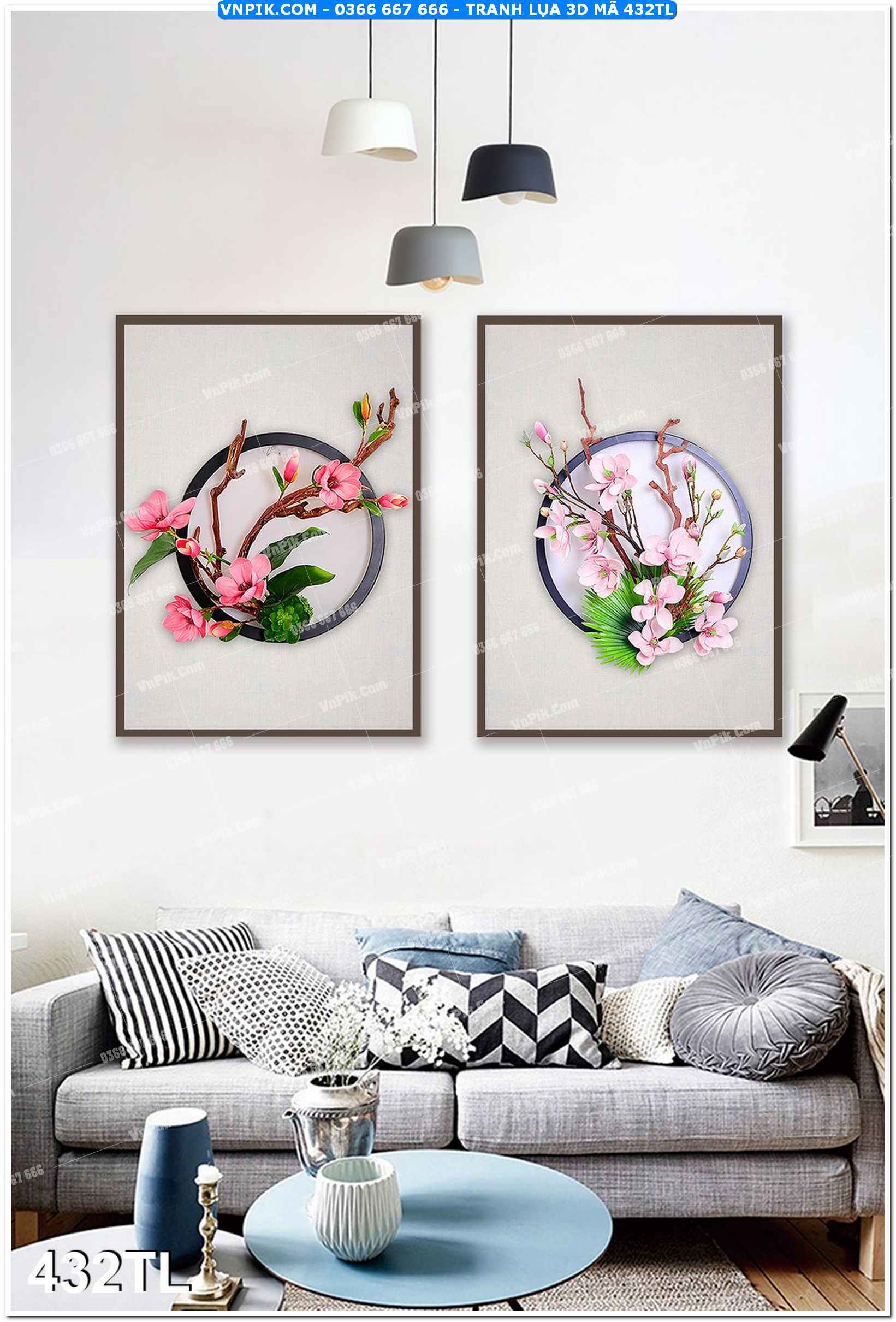 Tranh lụa 3D – Tranh trang trí dán tường 432TL