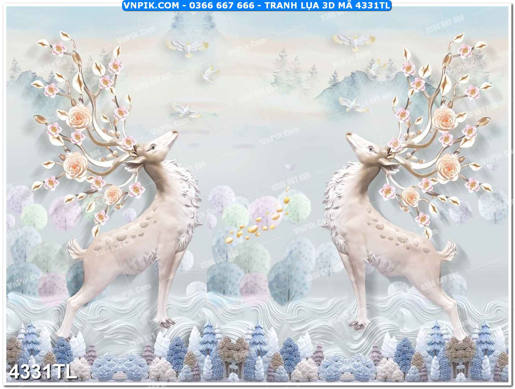 Tranh lụa 3D – Tranh trang trí dán tường 4331TL