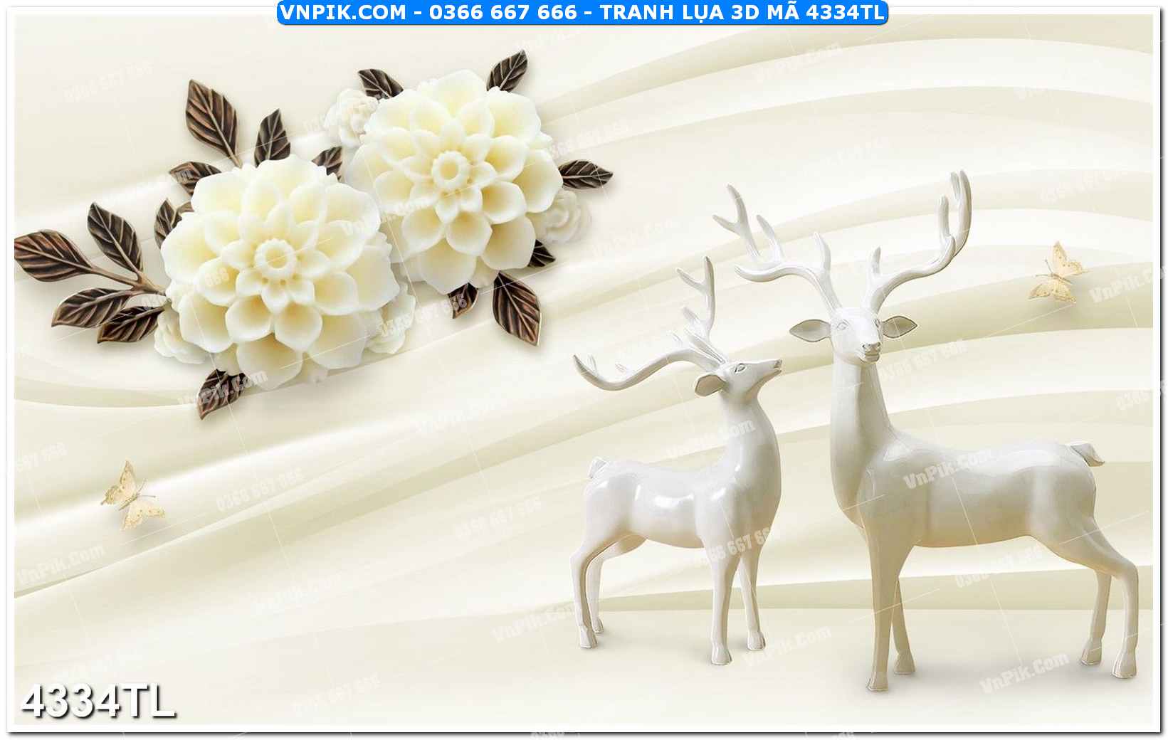 Tranh lụa 3D – Tranh trang trí dán tường 4334TL