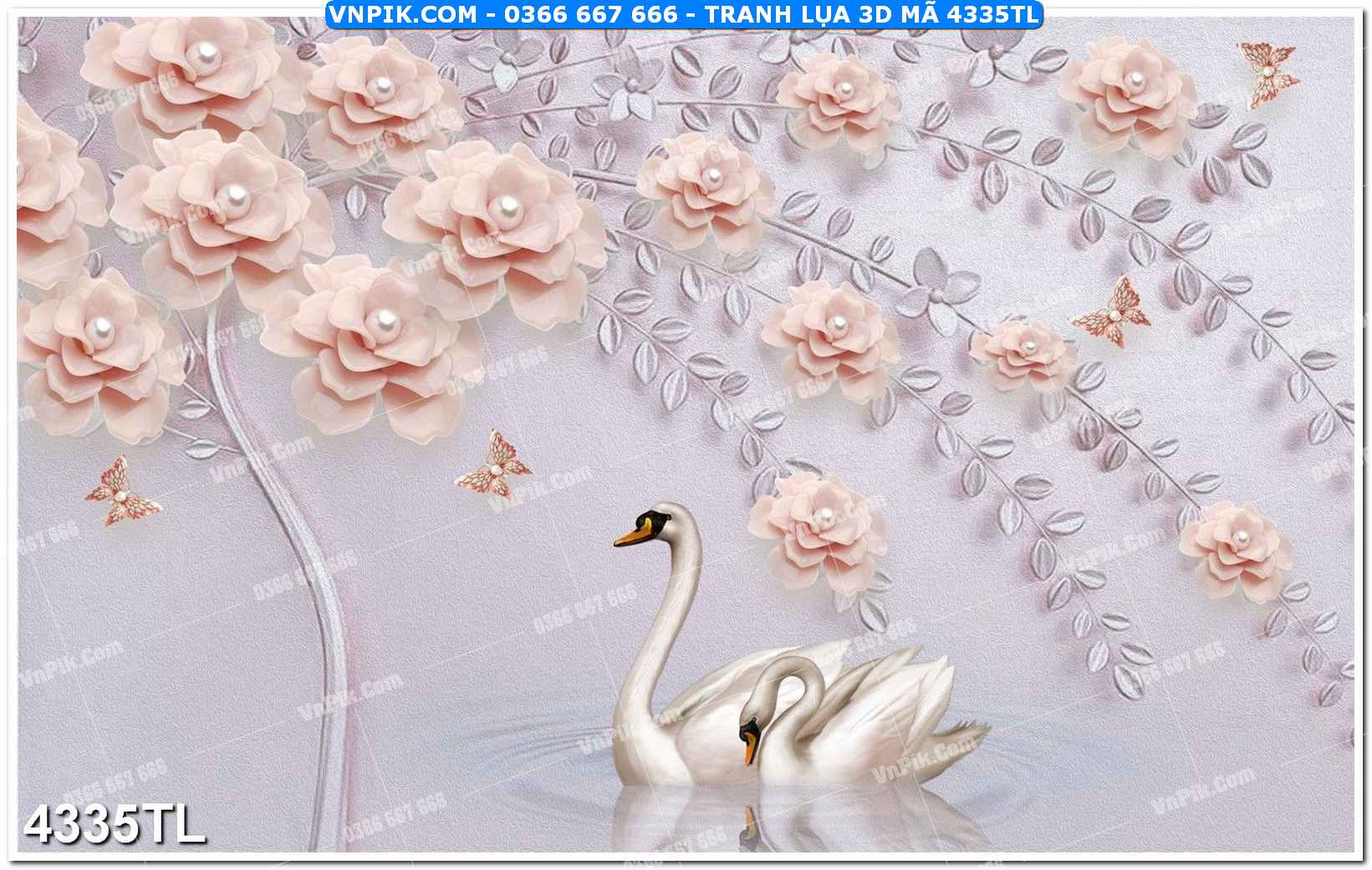 Tranh lụa 3D – Tranh trang trí dán tường 4335TL