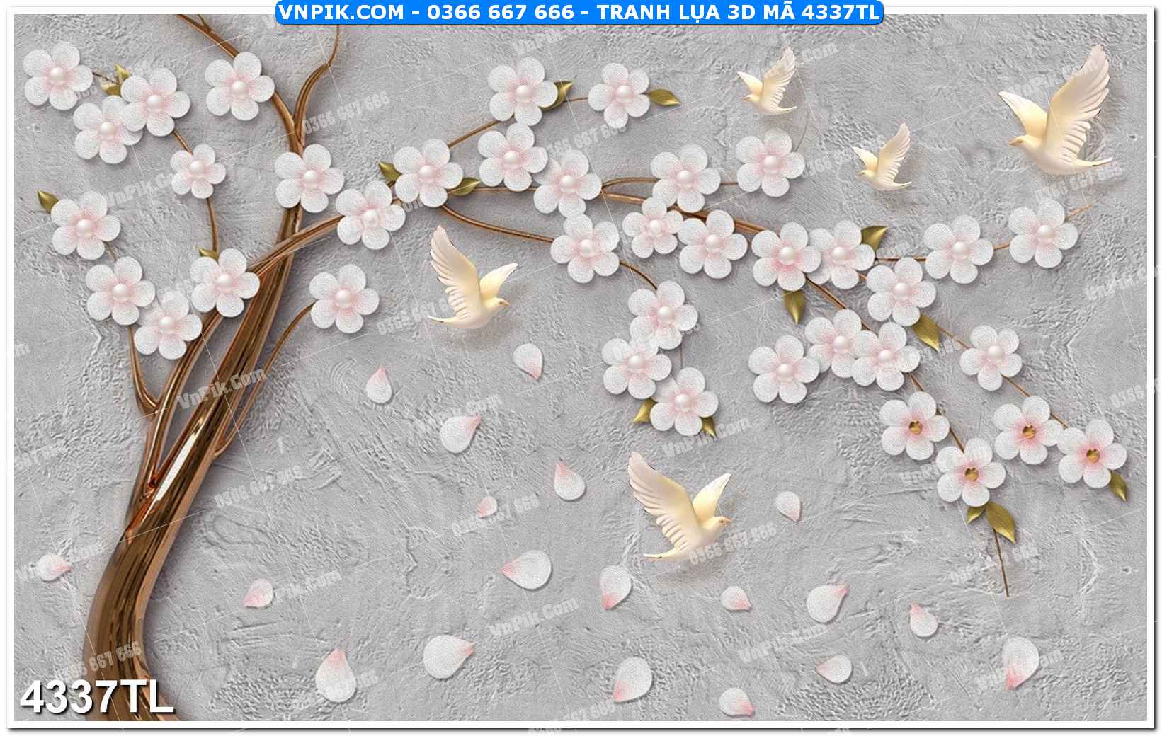 Tranh lụa 3D – Tranh trang trí dán tường 4337TL