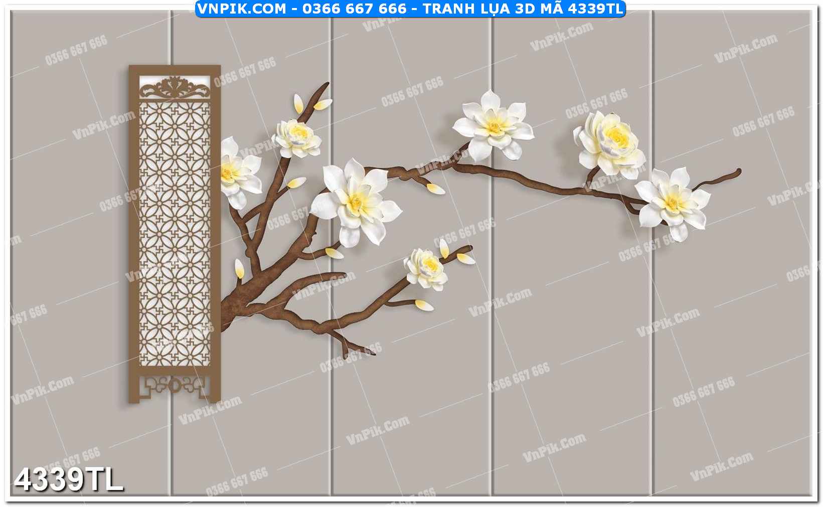 Tranh lụa 3D – Tranh trang trí dán tường 4339TL