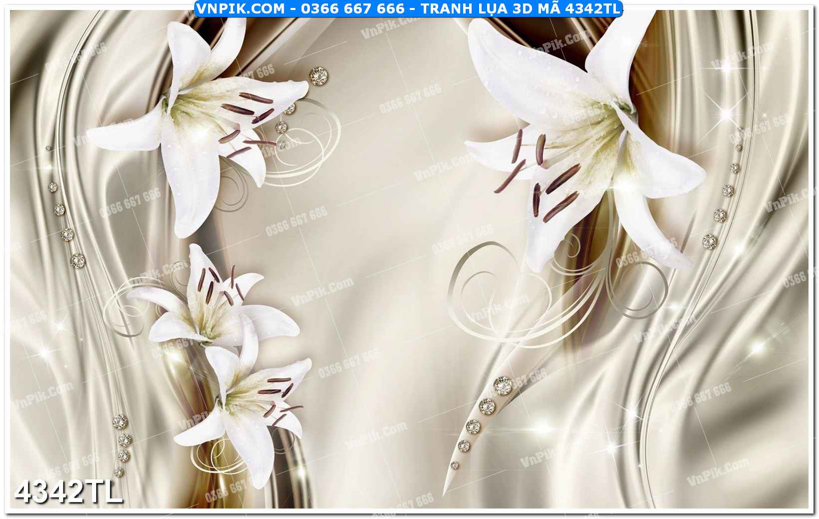 Tranh lụa 3D – Tranh trang trí dán tường 4342TL