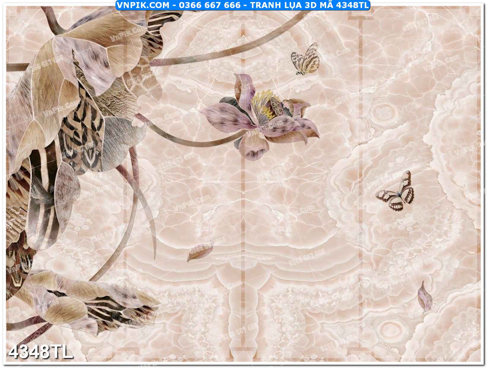 Tranh lụa 3D – Tranh trang trí dán tường 4348TL