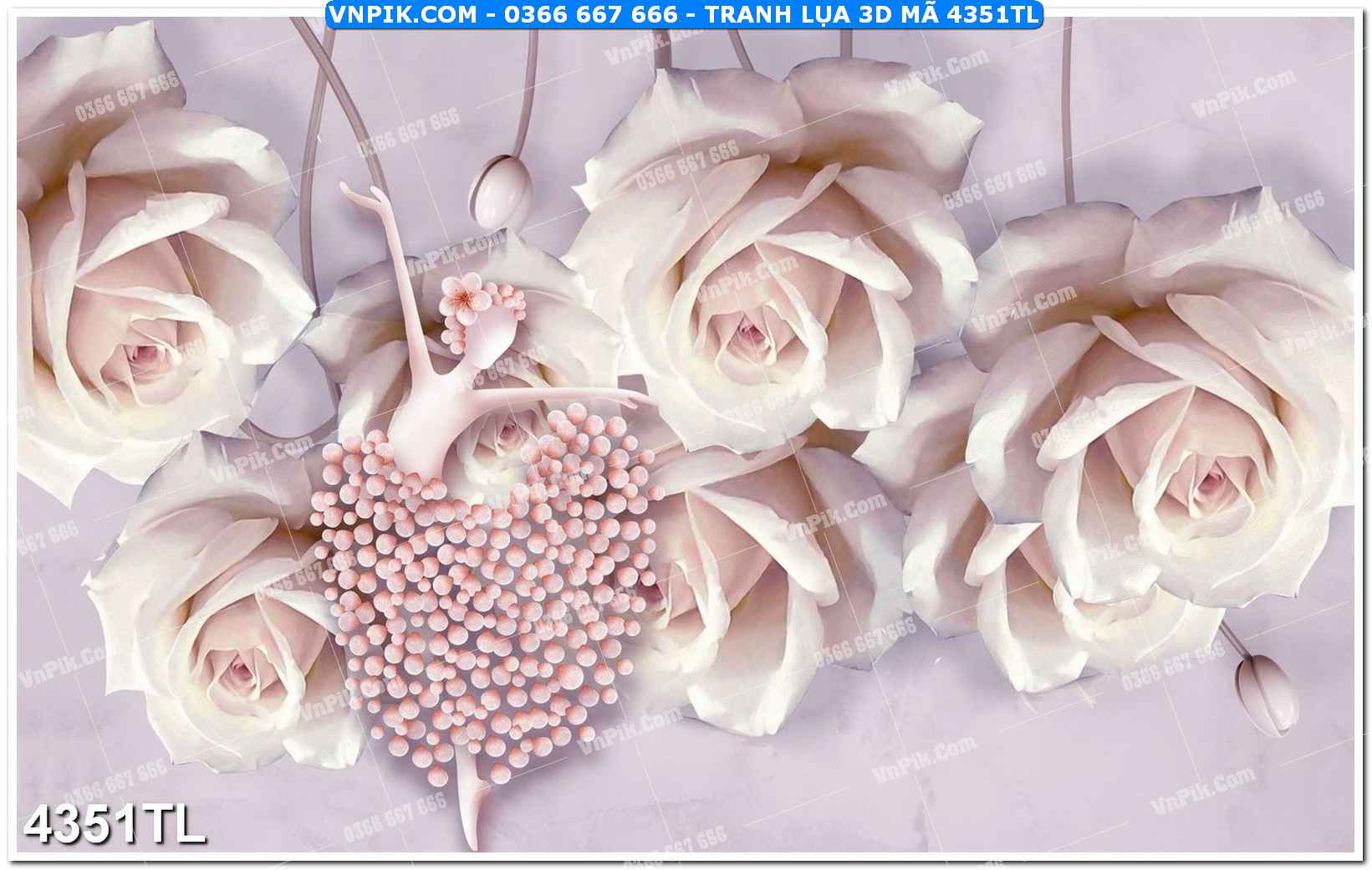 Tranh lụa 3D – Tranh trang trí dán tường 4351TL