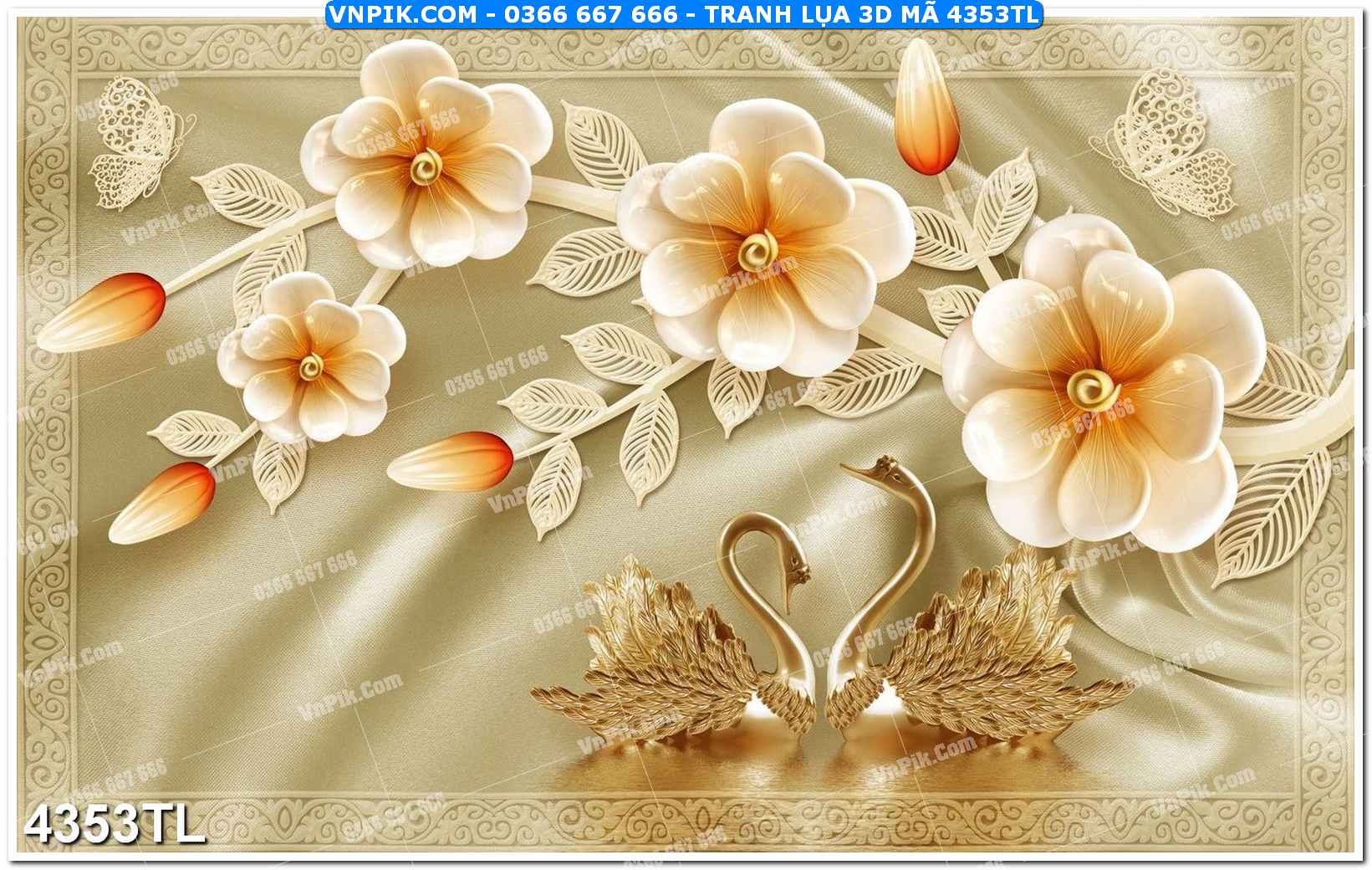 Tranh lụa 3D – Tranh trang trí dán tường 4353TL