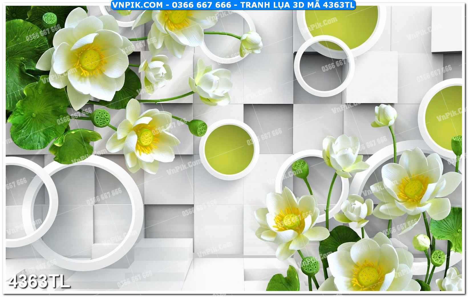 Tranh lụa 3D – Tranh trang trí dán tường 4363TL