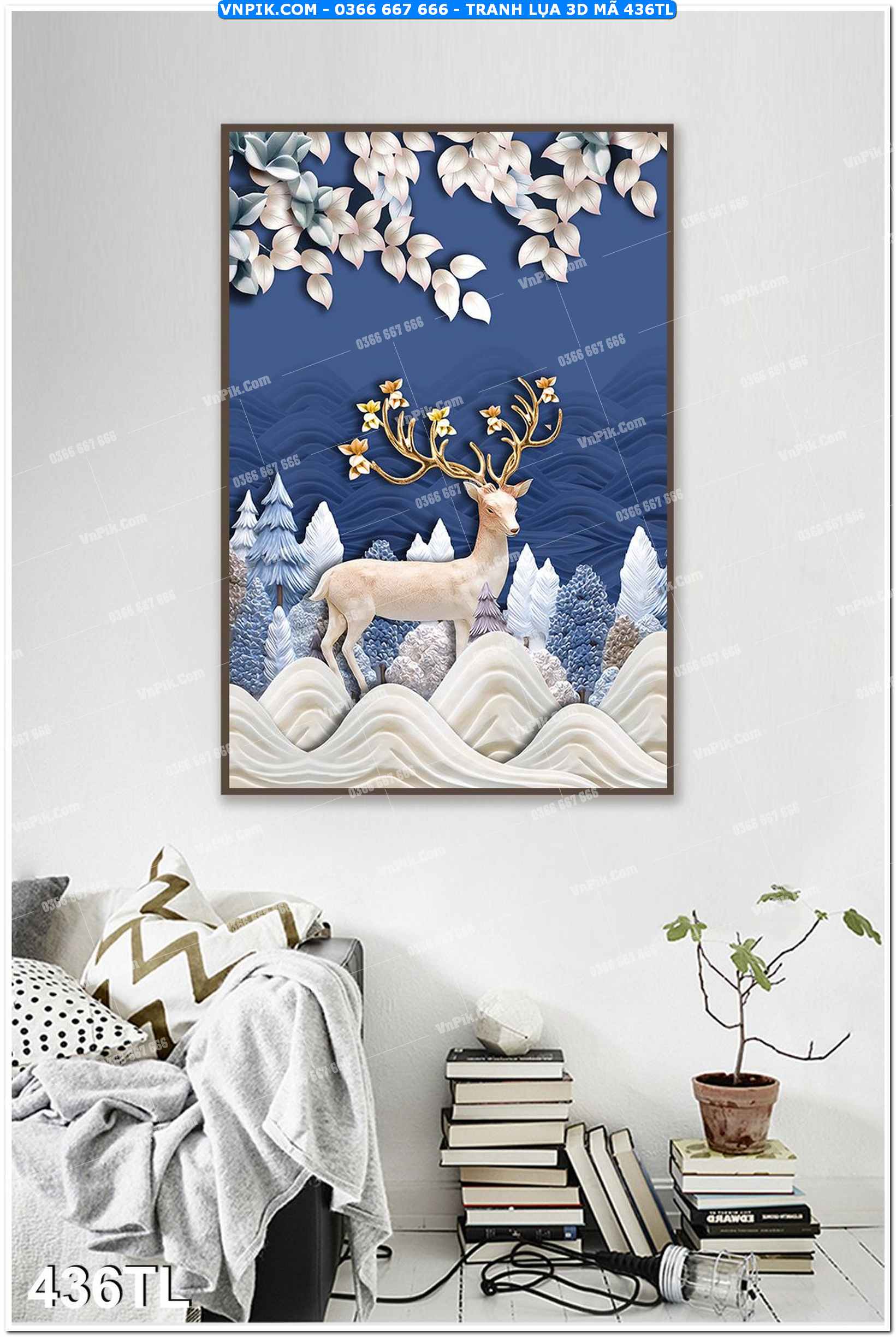 Tranh lụa 3D – Tranh trang trí dán tường 436TL