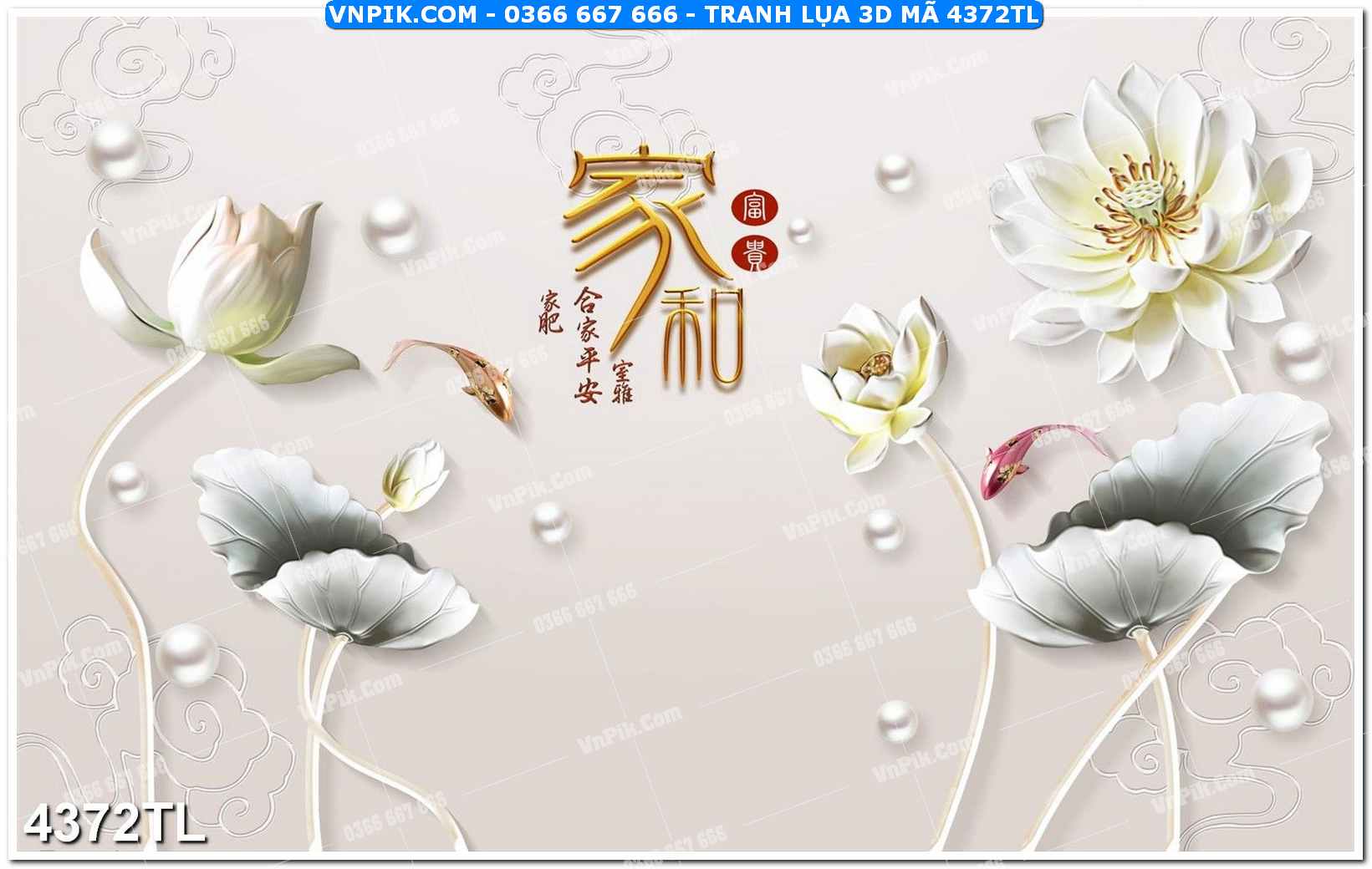 Tranh lụa 3D – Tranh trang trí dán tường 4372TL