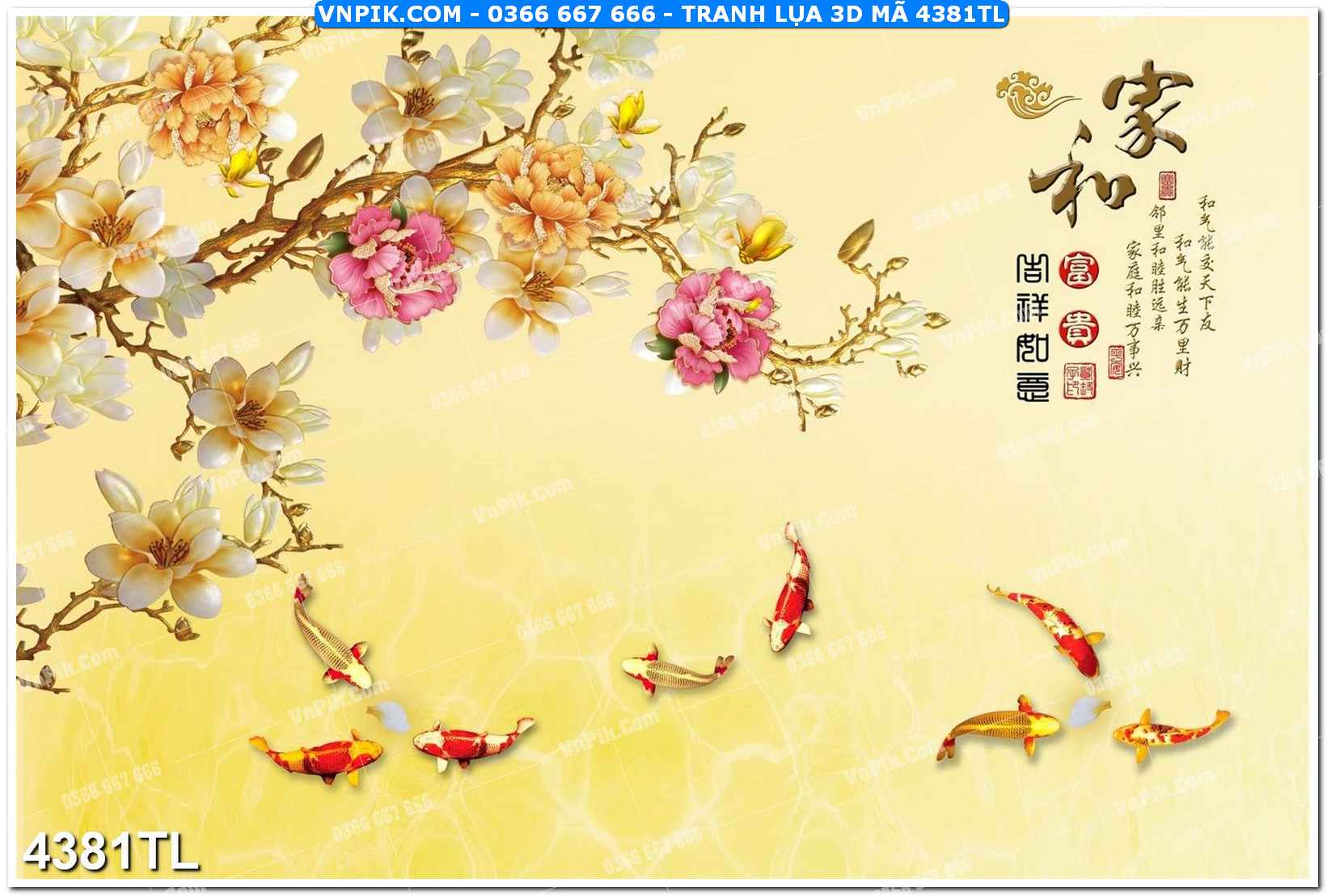 Tranh lụa 3D – Tranh trang trí dán tường 4381TL