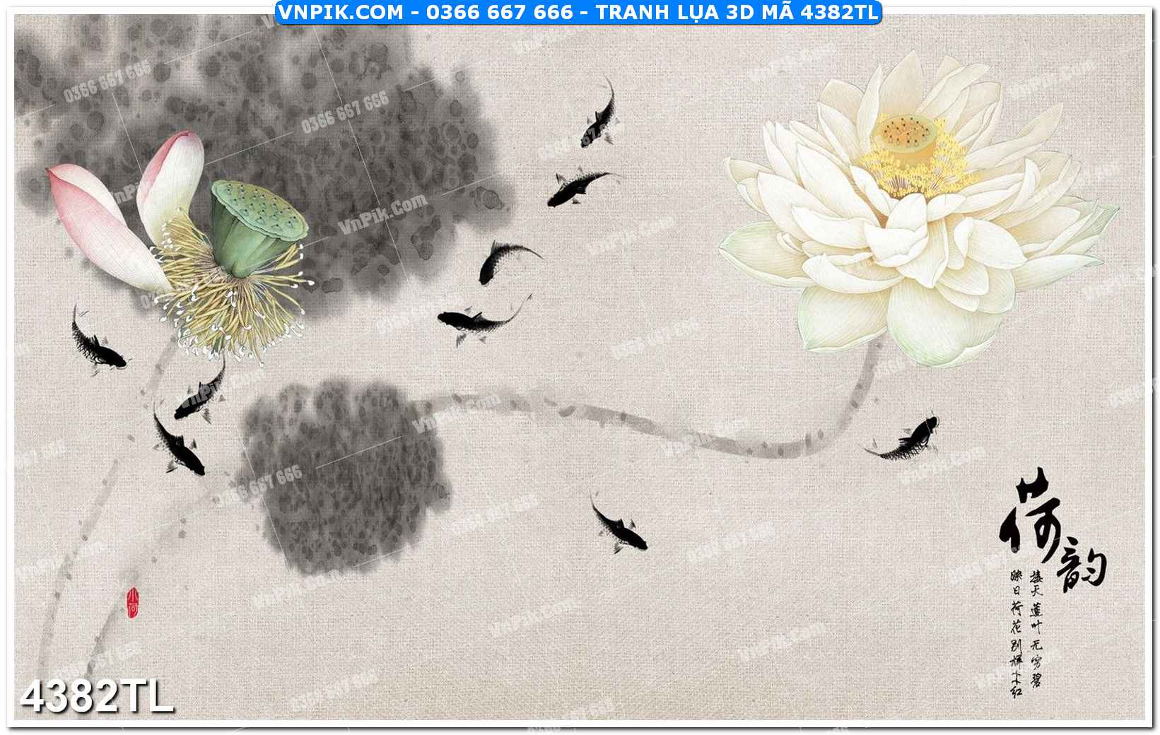 Tranh lụa 3D – Tranh trang trí dán tường 4382TL
