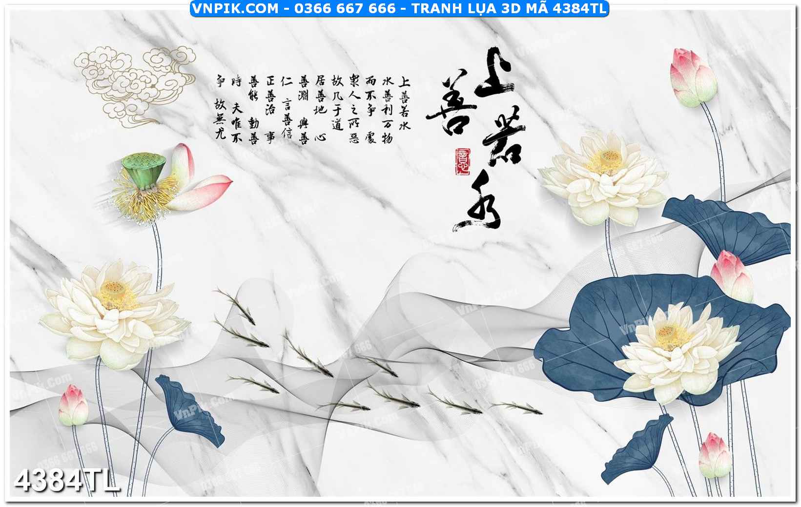 Tranh lụa 3D – Tranh trang trí dán tường 4384TL