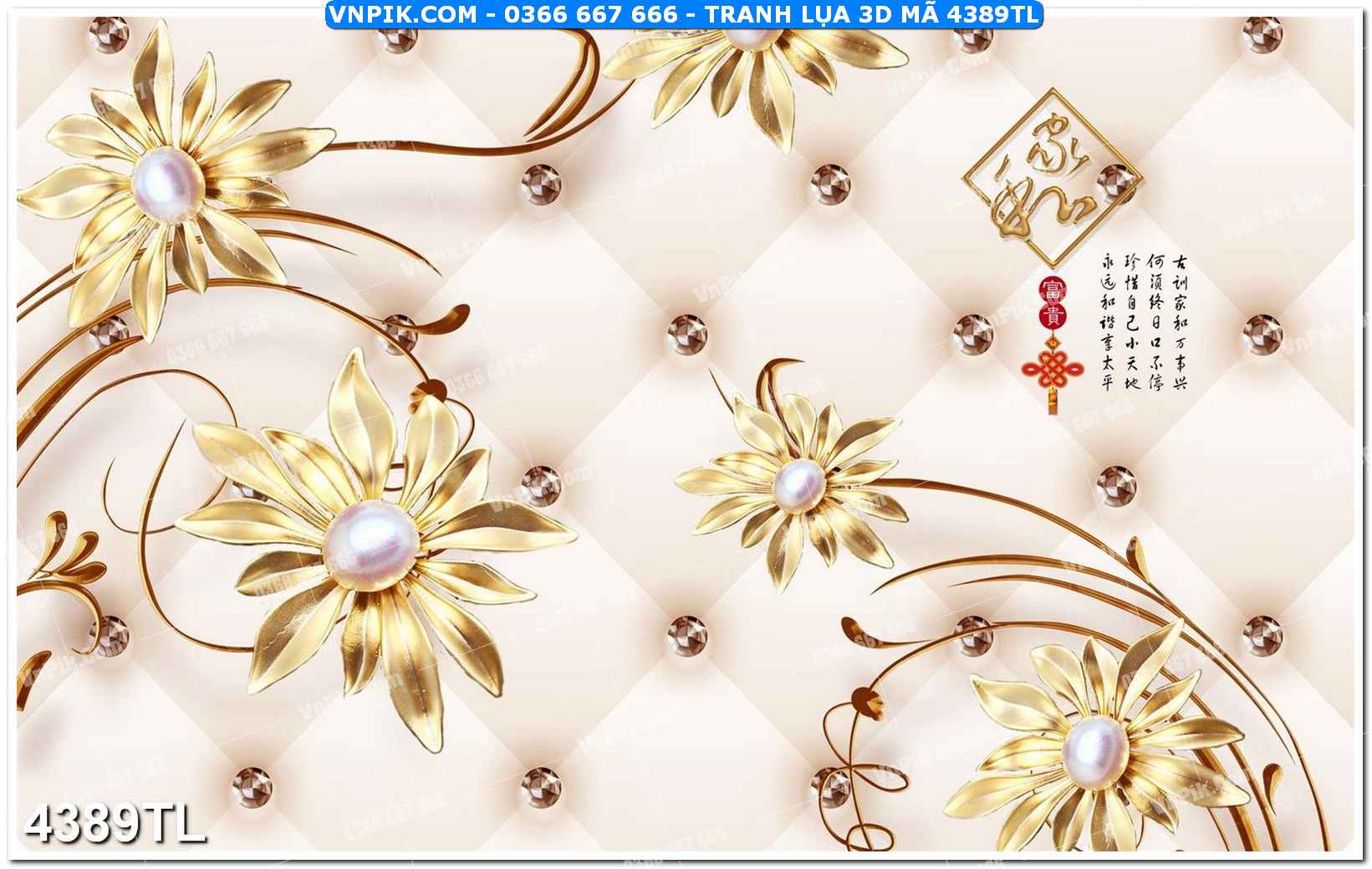 Tranh lụa 3D – Tranh trang trí dán tường 4389TL