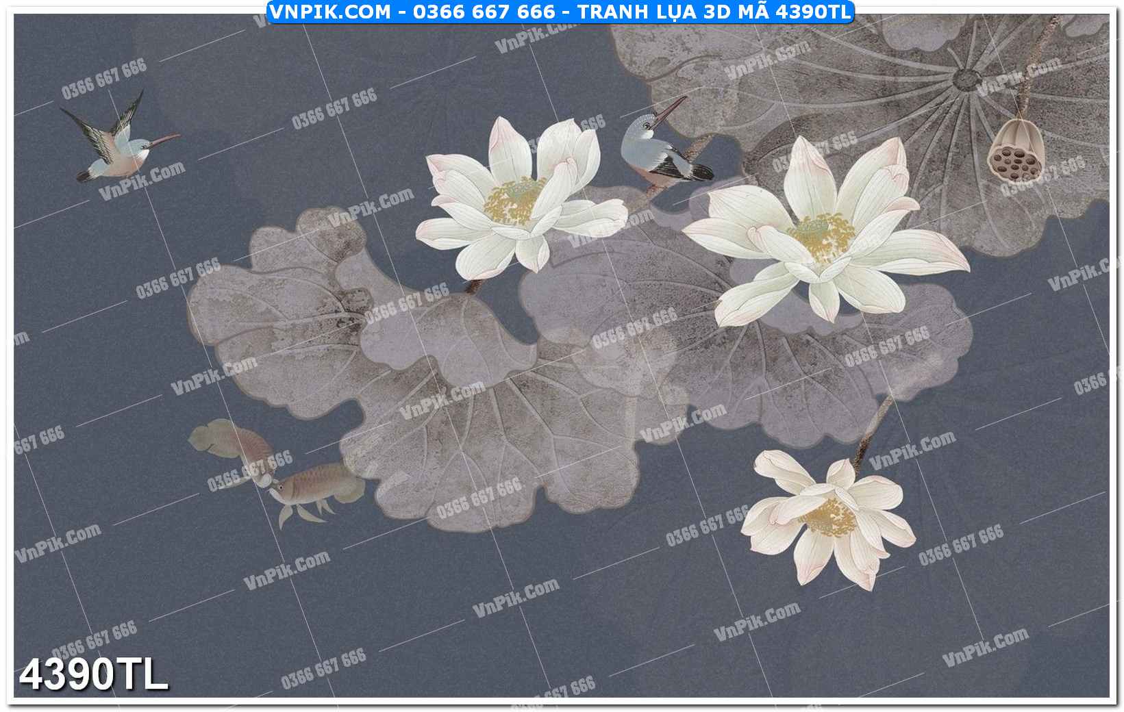 Tranh lụa 3D – Tranh trang trí dán tường 4390TL