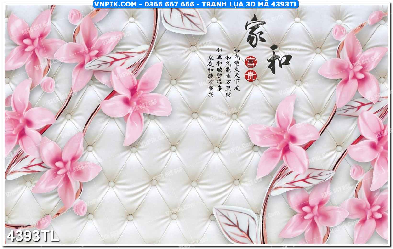 Tranh lụa 3D – Tranh trang trí dán tường 4393TL