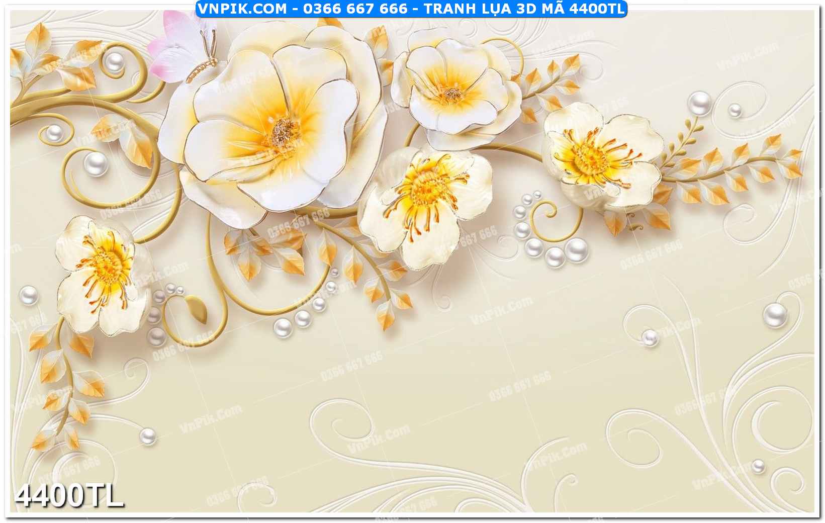 Tranh lụa 3D – Tranh trang trí dán tường 4400TL