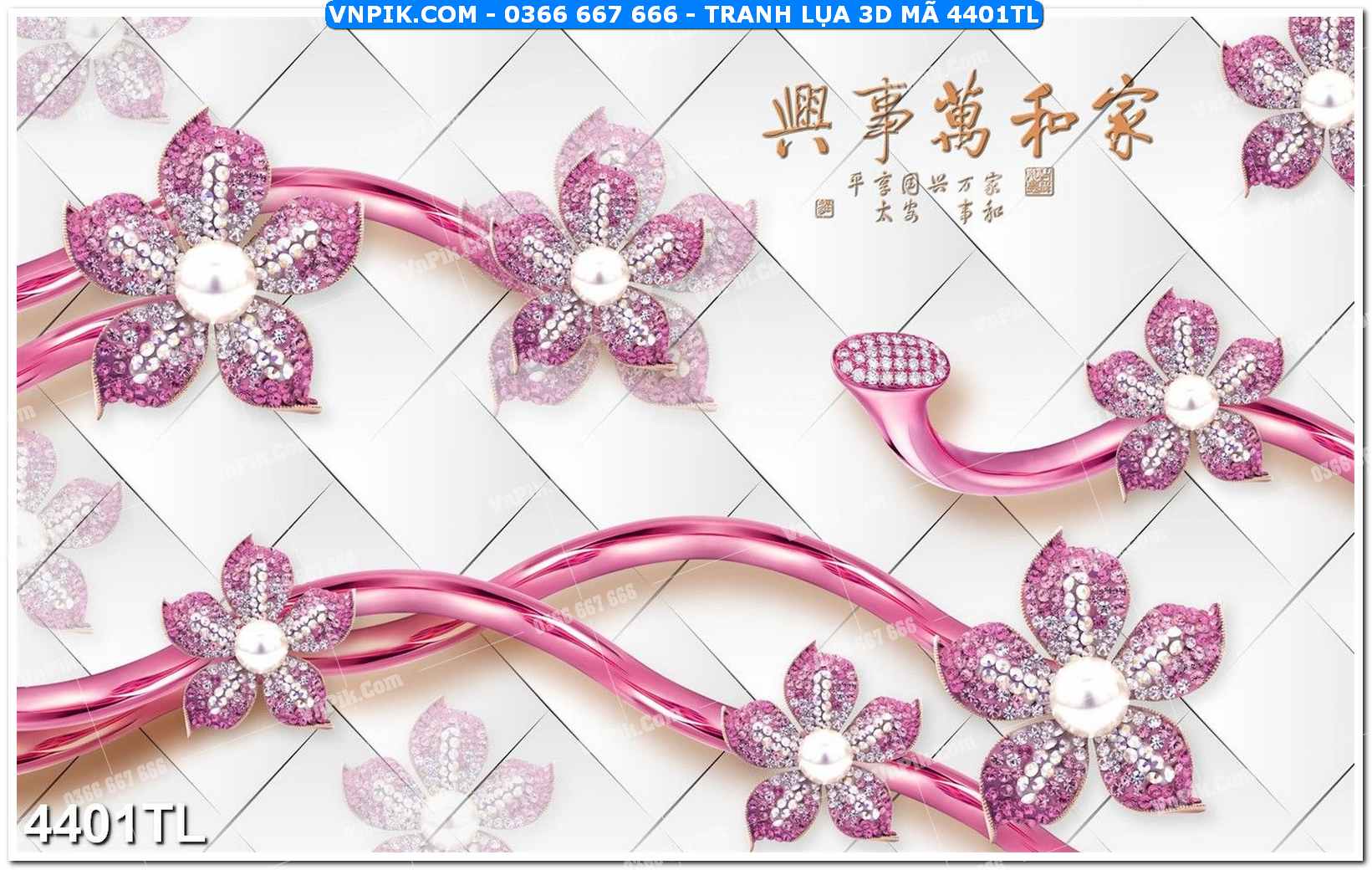 Tranh lụa 3D – Tranh trang trí dán tường 4401TL