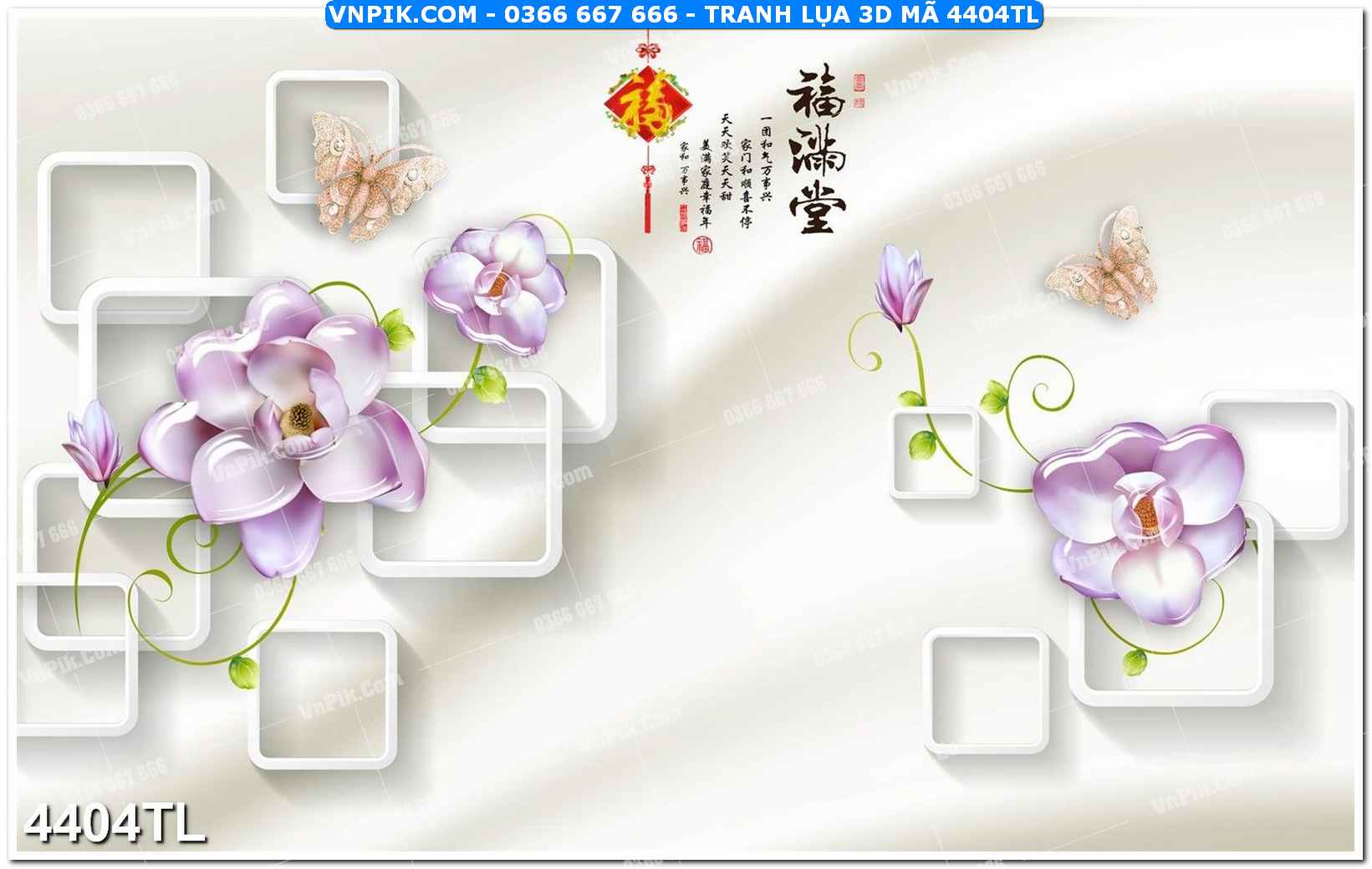 Tranh lụa 3D – Tranh trang trí dán tường 4404TL