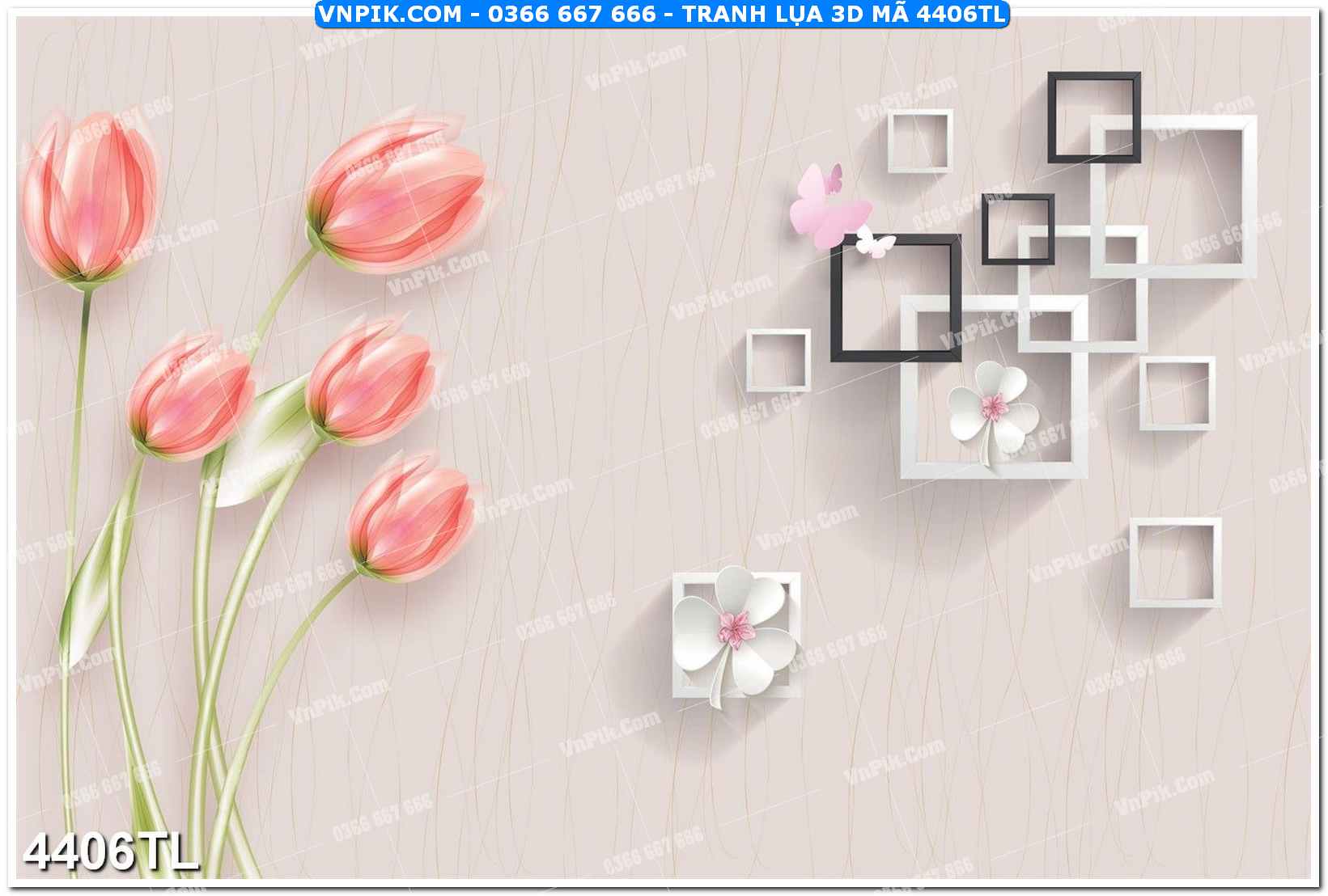 Tranh lụa 3D – Tranh trang trí dán tường 4406TL