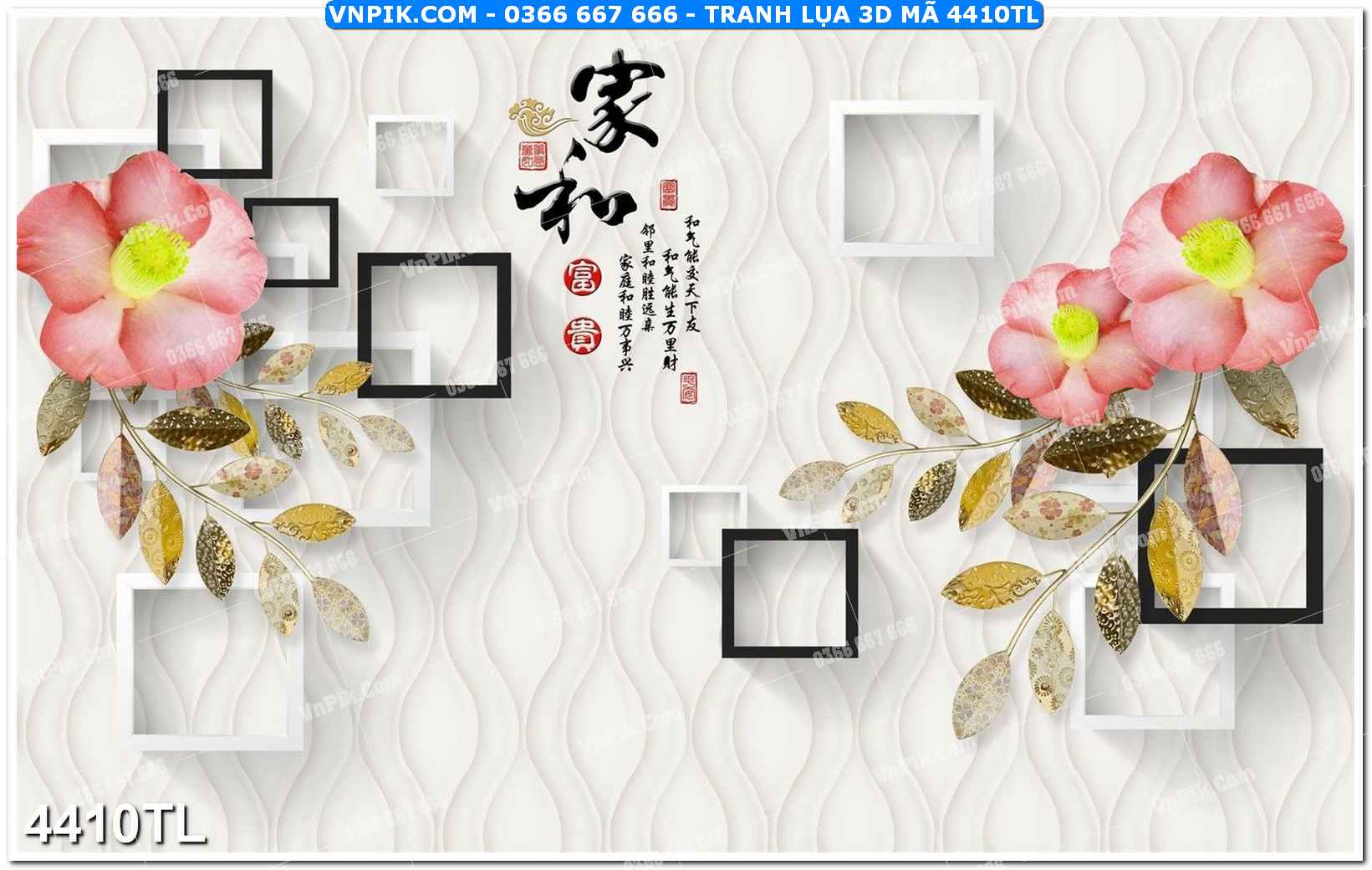 Tranh lụa 3D – Tranh trang trí dán tường 4410TL