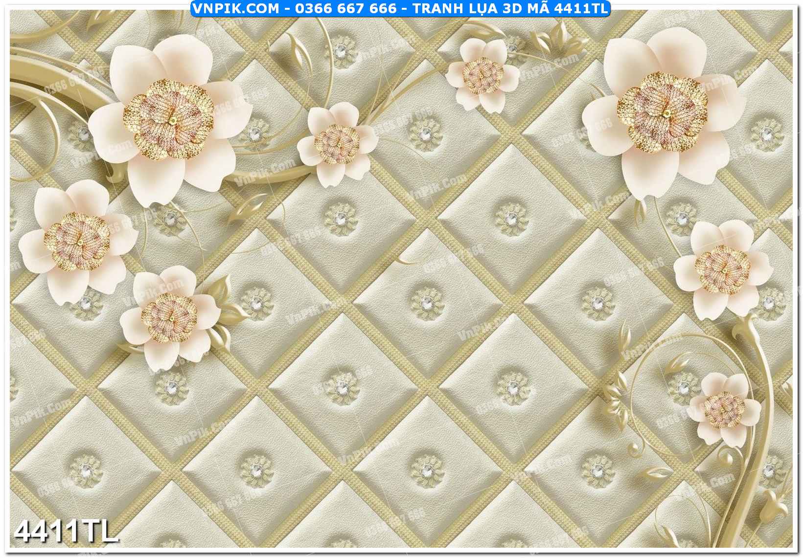 Tranh lụa 3D – Tranh trang trí dán tường 4411TL