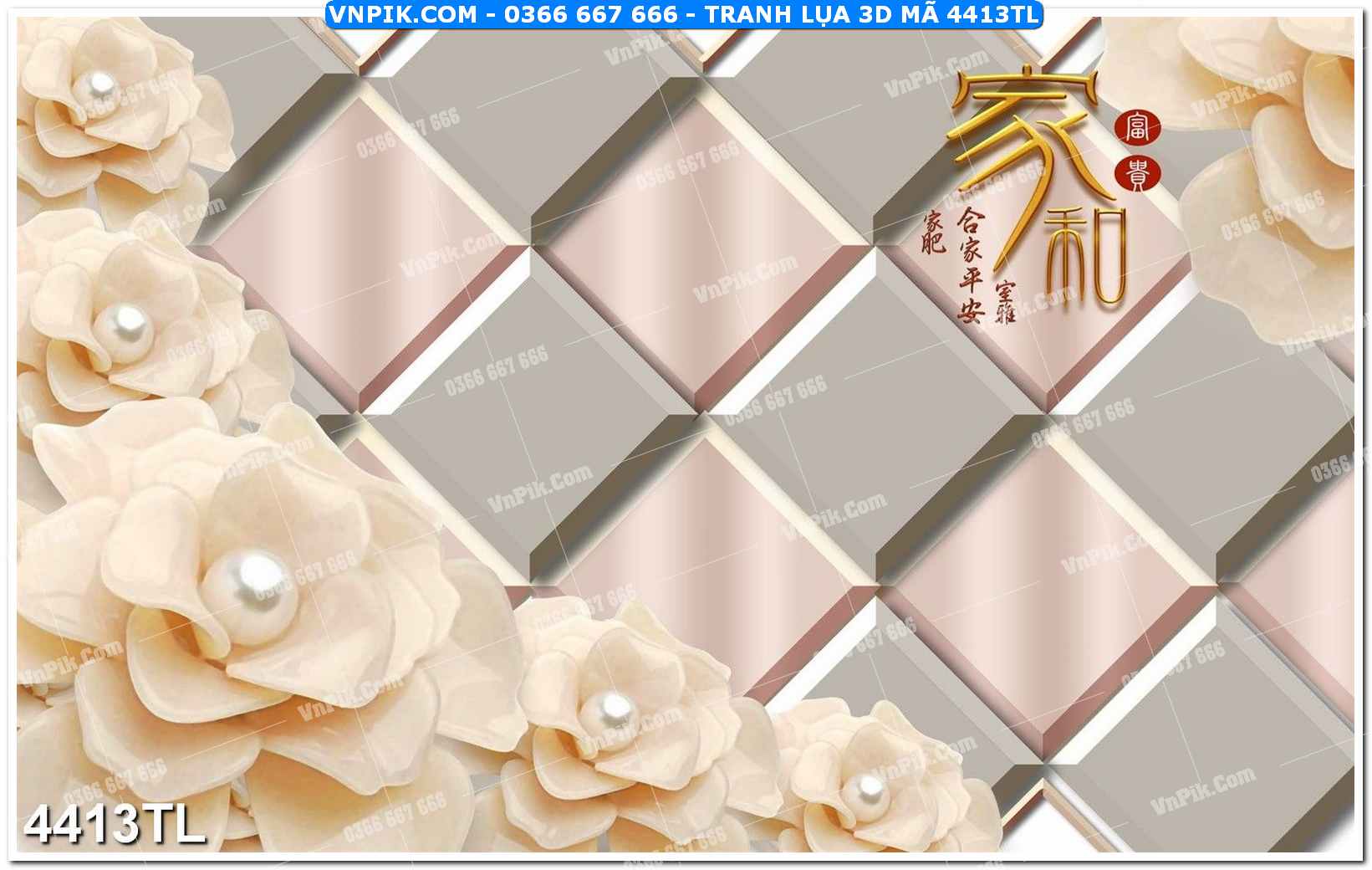 Tranh lụa 3D – Tranh trang trí dán tường 4413TL