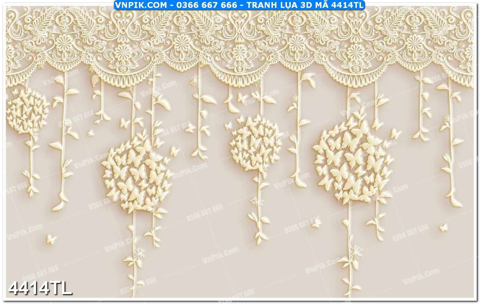 Tranh lụa 3D – Tranh trang trí dán tường 4414TL