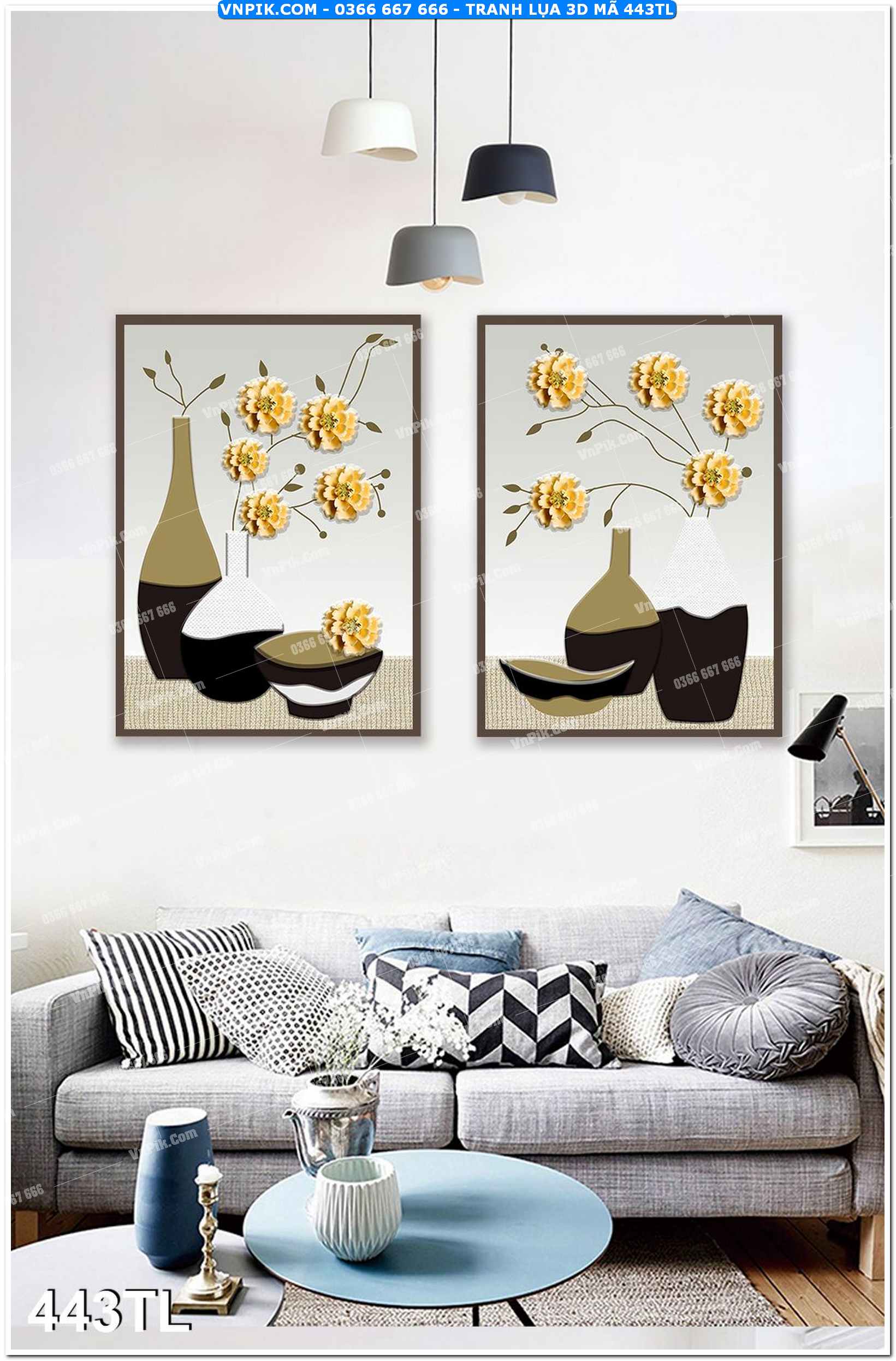 Tranh lụa 3D – Tranh trang trí dán tường 443TL