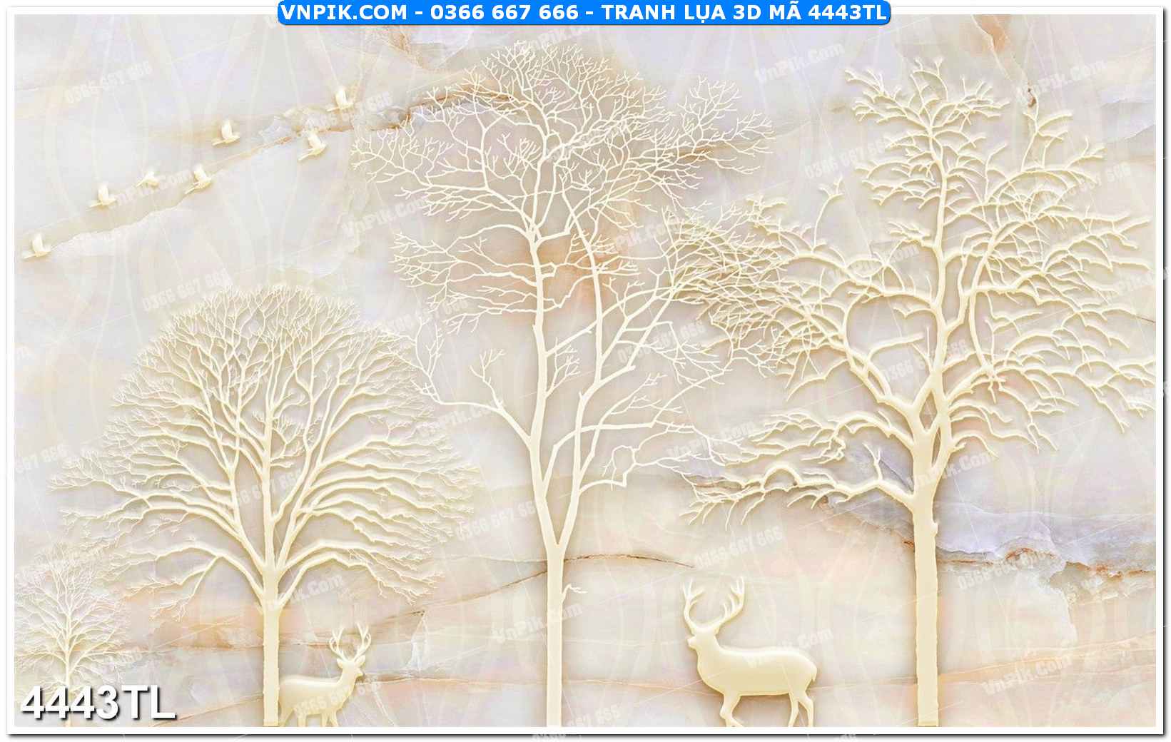 Tranh lụa 3D – Tranh trang trí dán tường 4443TL