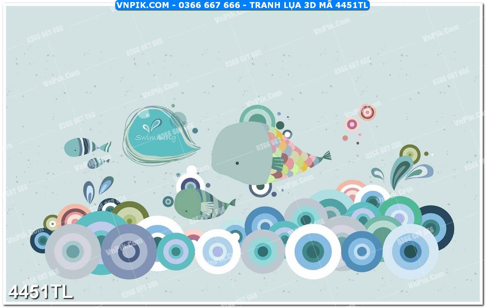 Tranh lụa 3D – Tranh trang trí dán tường 4451TL