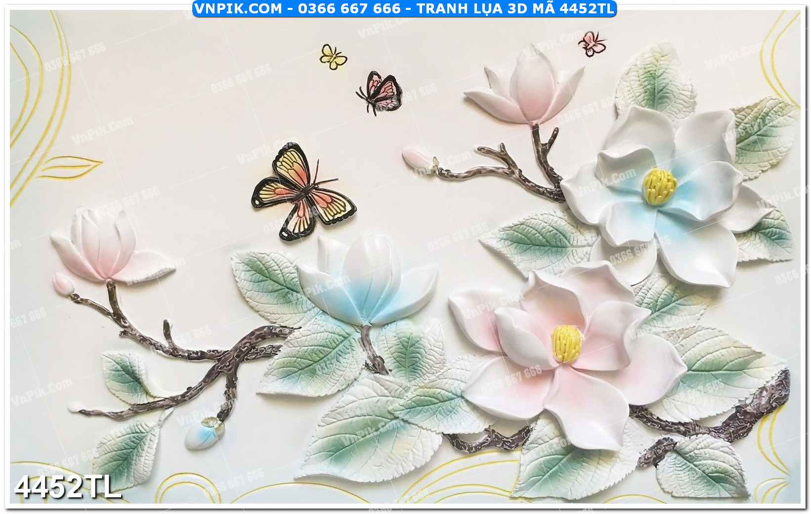 Tranh lụa 3D – Tranh trang trí dán tường 4452TL