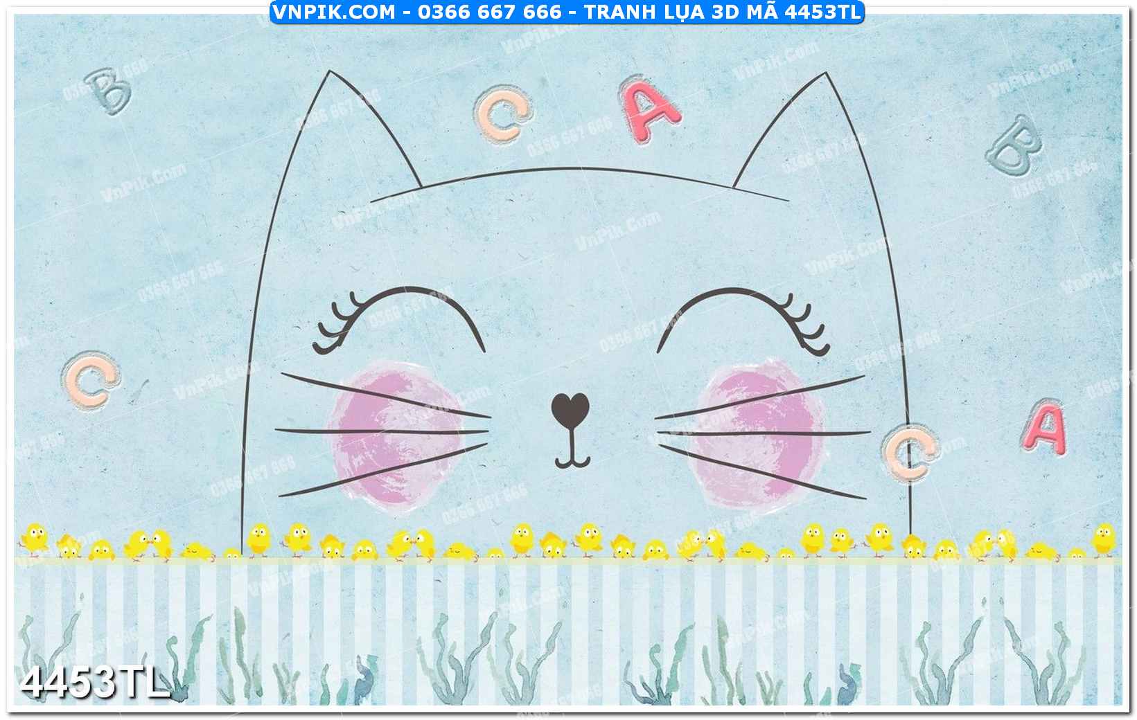 Tranh lụa 3D – Tranh trang trí dán tường 4453TL