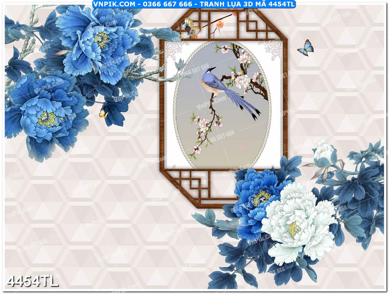 Tranh lụa 3D – Tranh trang trí dán tường 4454TL