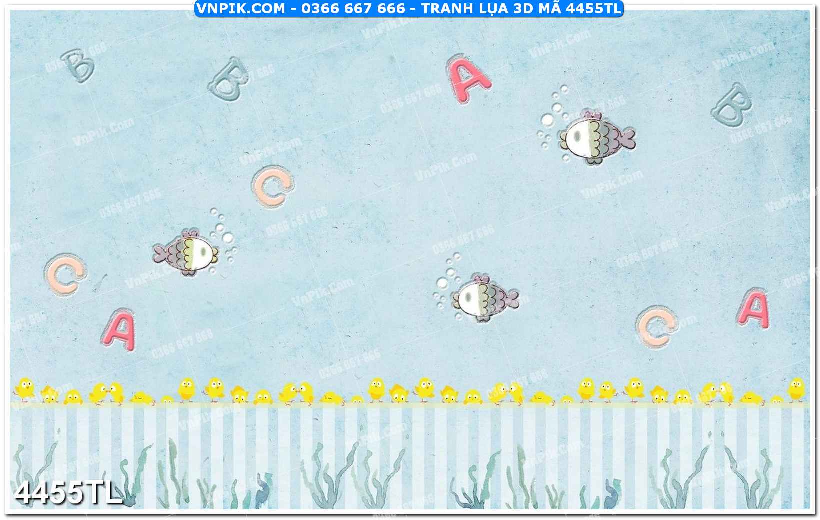 Tranh lụa 3D – Tranh trang trí dán tường 4455TL