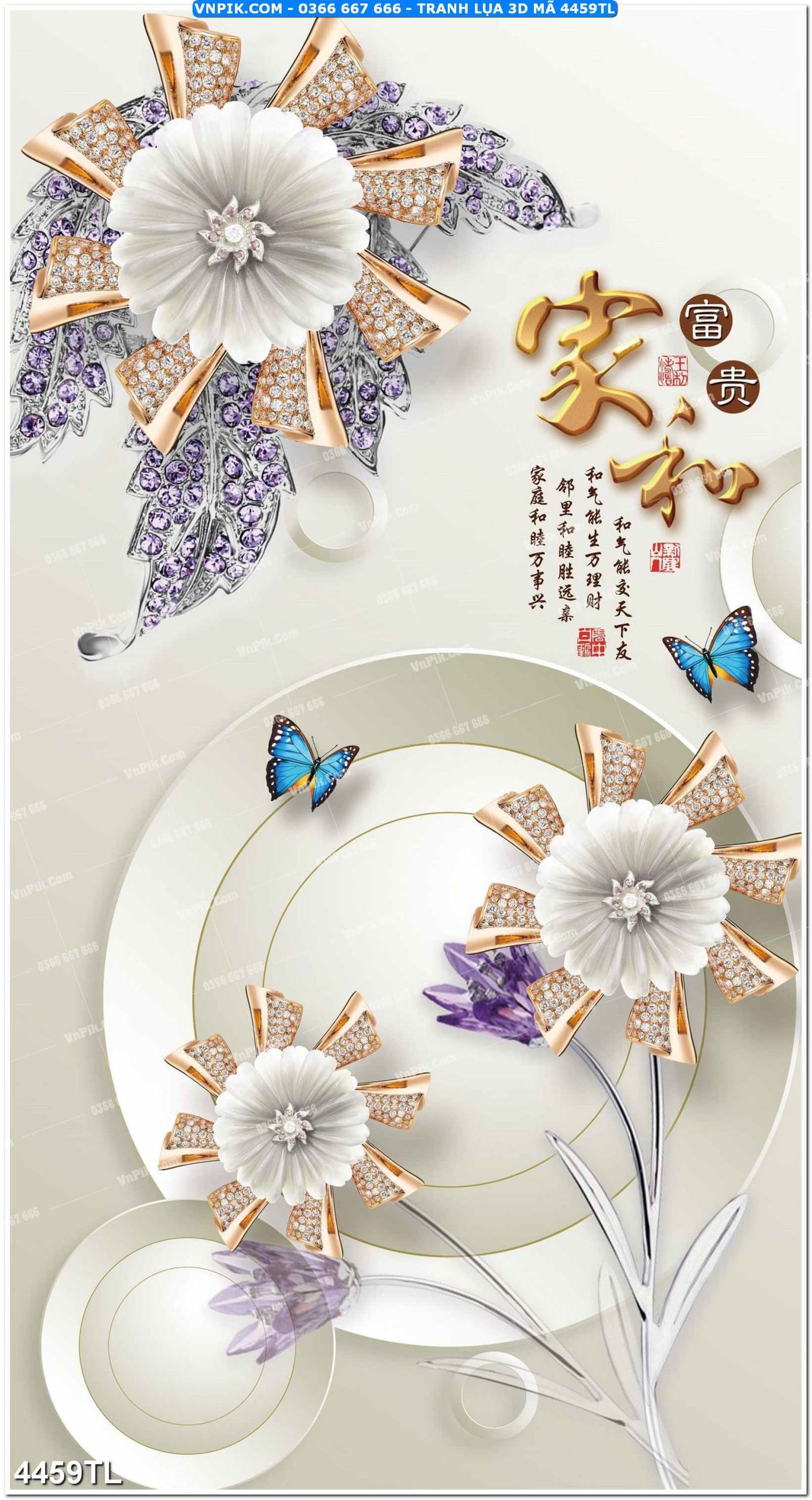 Tranh lụa 3D – Tranh trang trí dán tường 4459TL