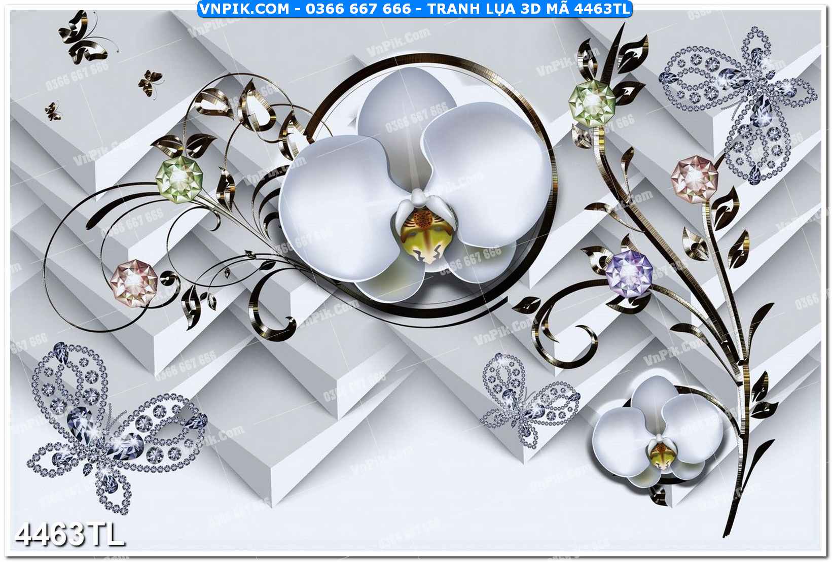 Tranh lụa 3D – Tranh trang trí dán tường 4463TL