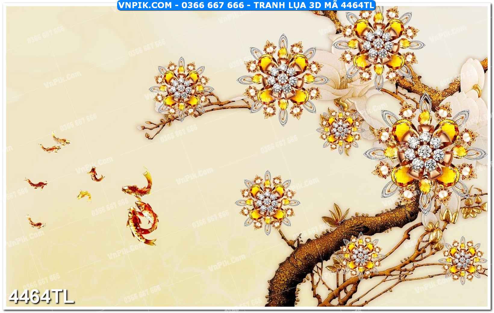 Tranh lụa 3D – Tranh trang trí dán tường 4464TL