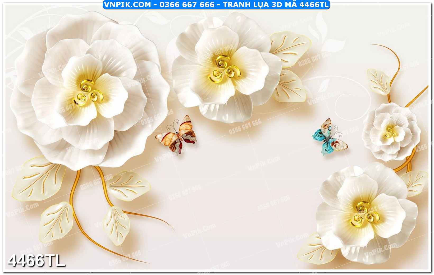 Tranh lụa 3D – Tranh trang trí dán tường 4466TL