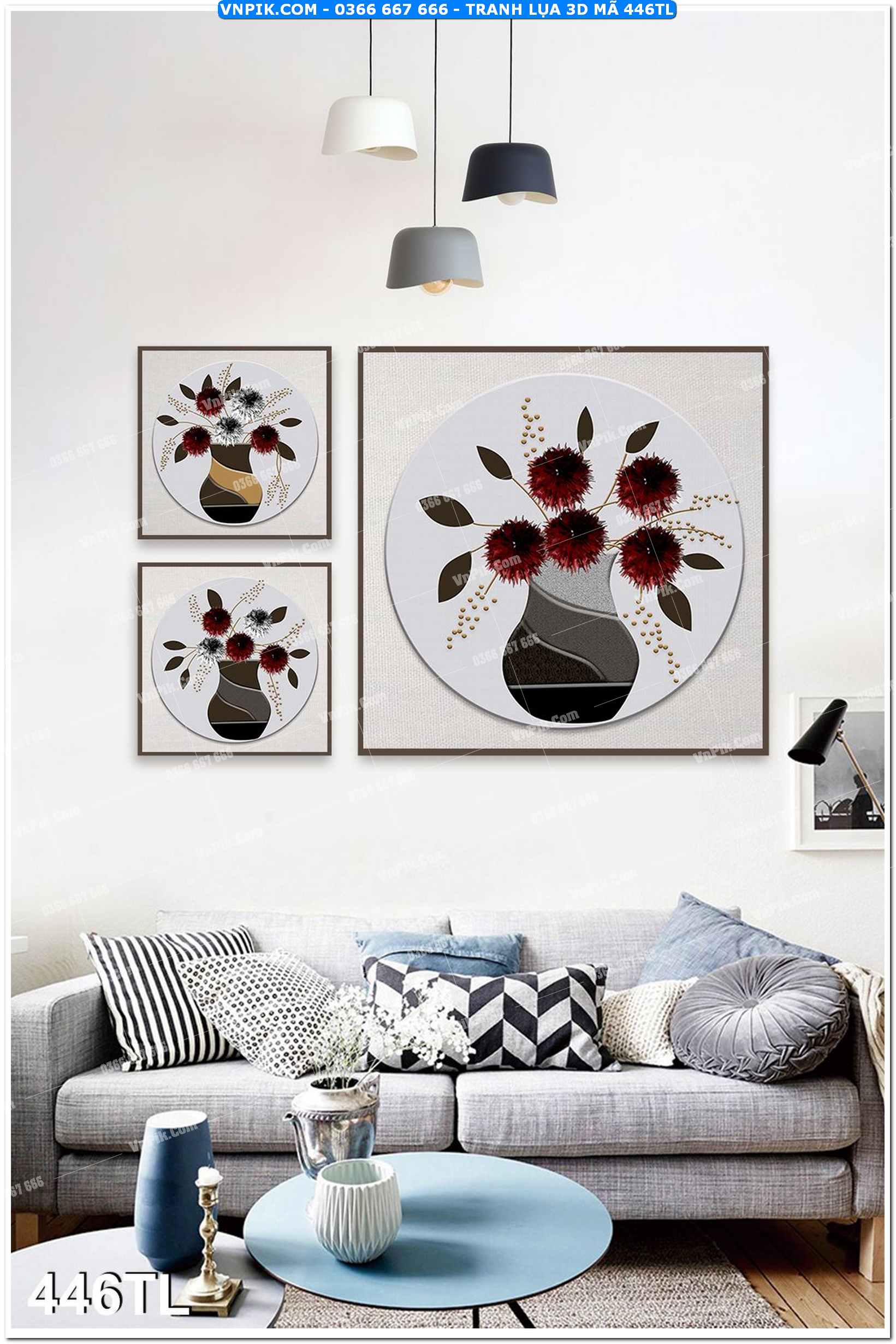 Tranh lụa 3D – Tranh trang trí dán tường 446TL